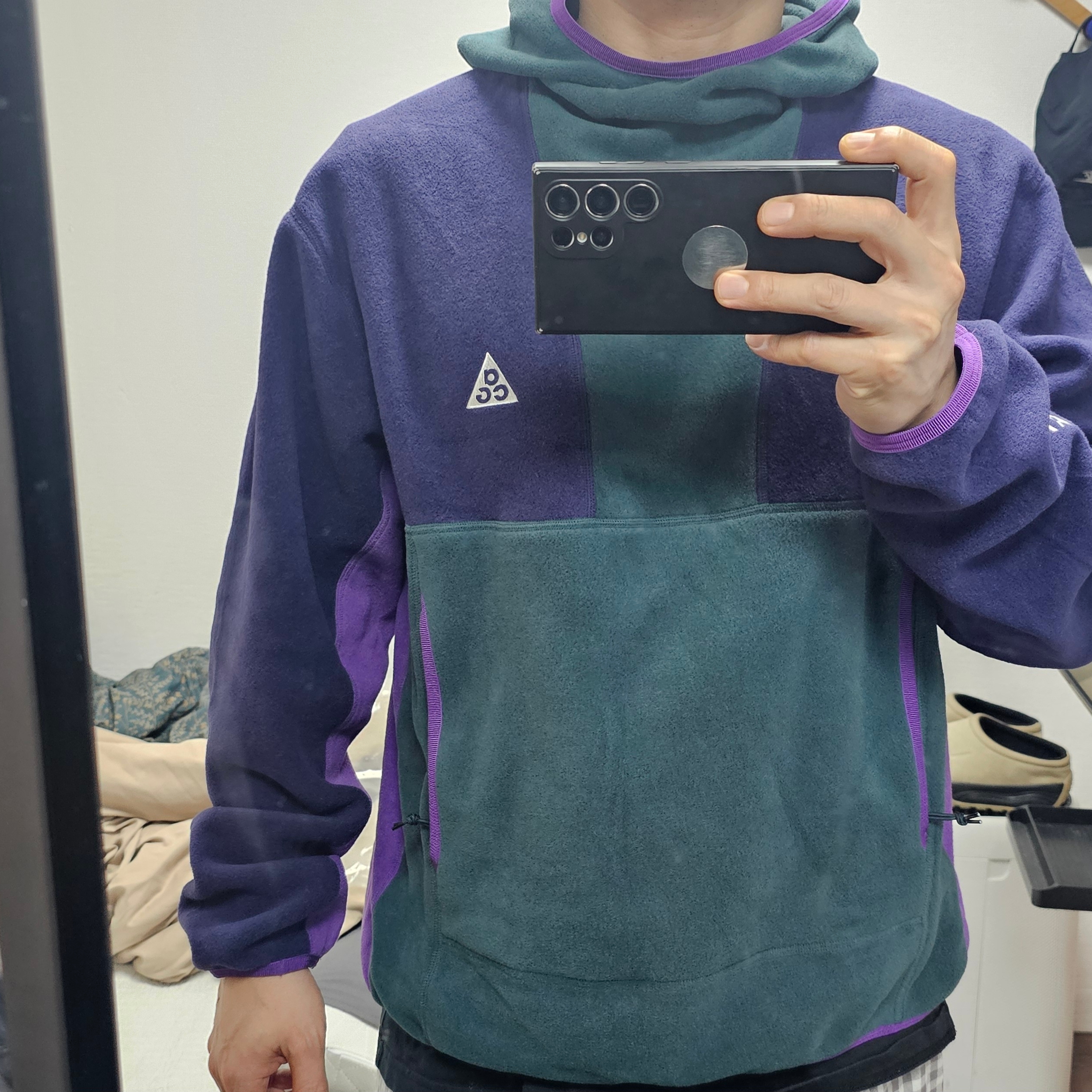 Nike ACG Polartec Wolf Tree Pullover Hoodie Deep Jungle Purple Ink - Asia 착용 스타일
