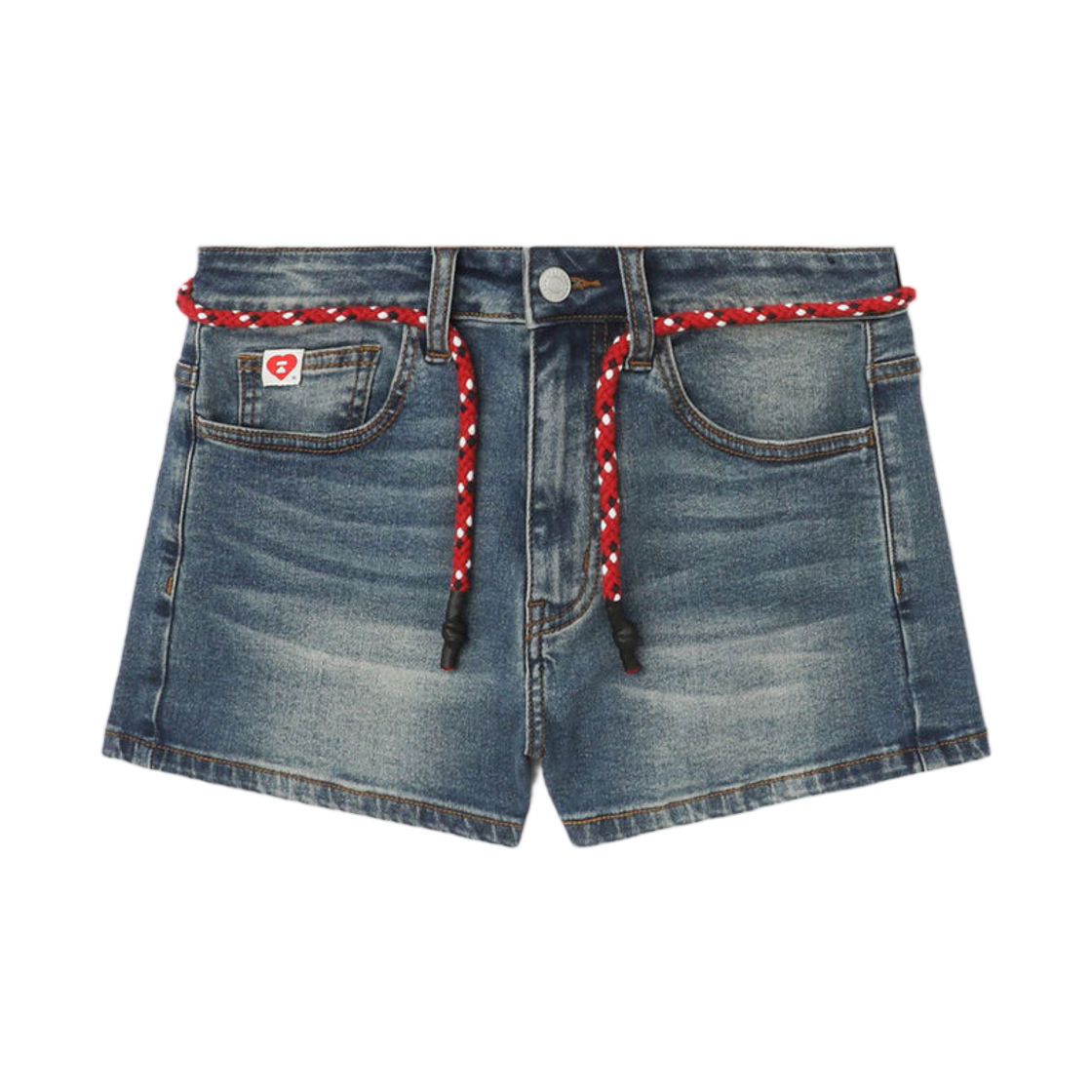 - (W) BAPE Heart Badge Skinny Denim Shorts #1 Indigo