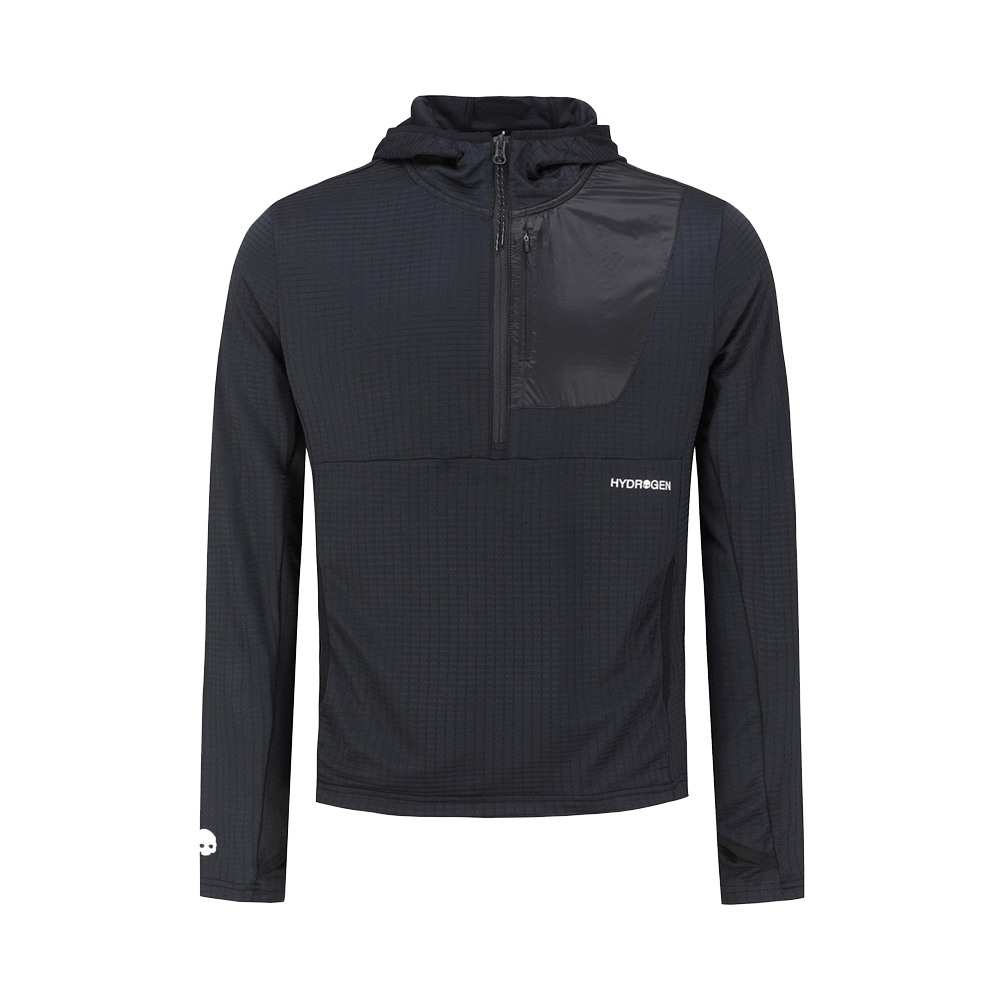 H11D3TR101 HYDROGEN Men'S Trail Running Long-Sleeve Hoodie T-Shirt Black