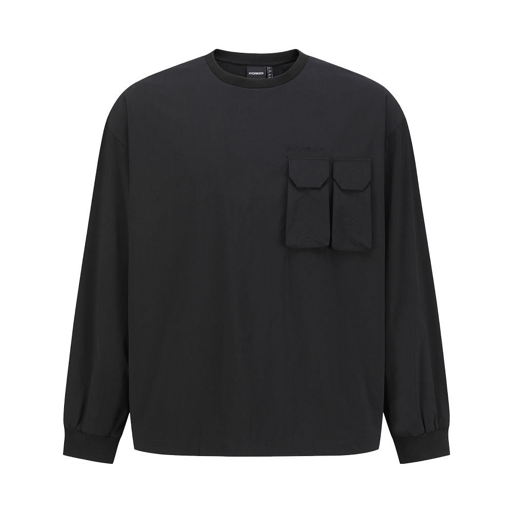 하이드로겐 유니 아웃포켓 패치 우븐 맨투맨 블랙(HYDROGEN Unisex Outer Pocket Patch Woven Sweatshirt Black) - 1