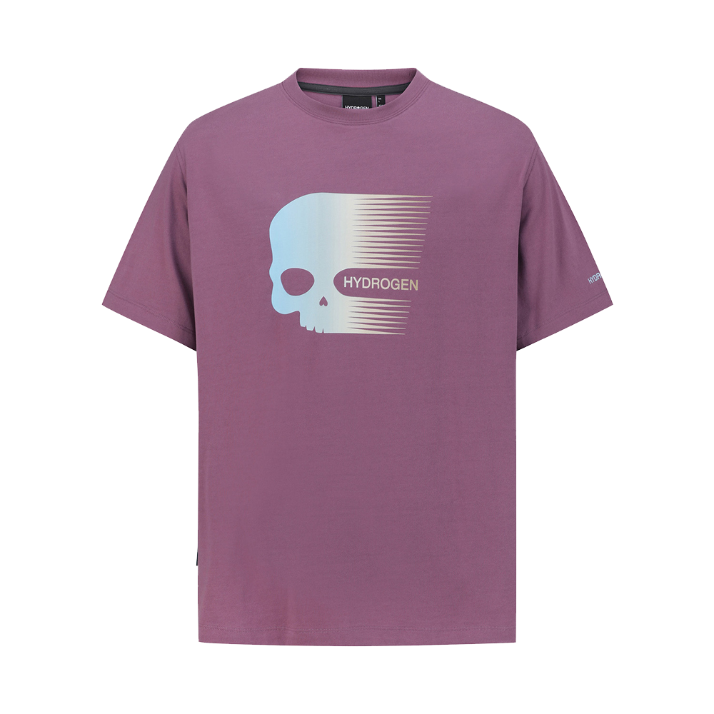 H11D3TR502 HYDROGEN Men'S Neon Skull Graphic Short-Sleeve T-Shirt Violet