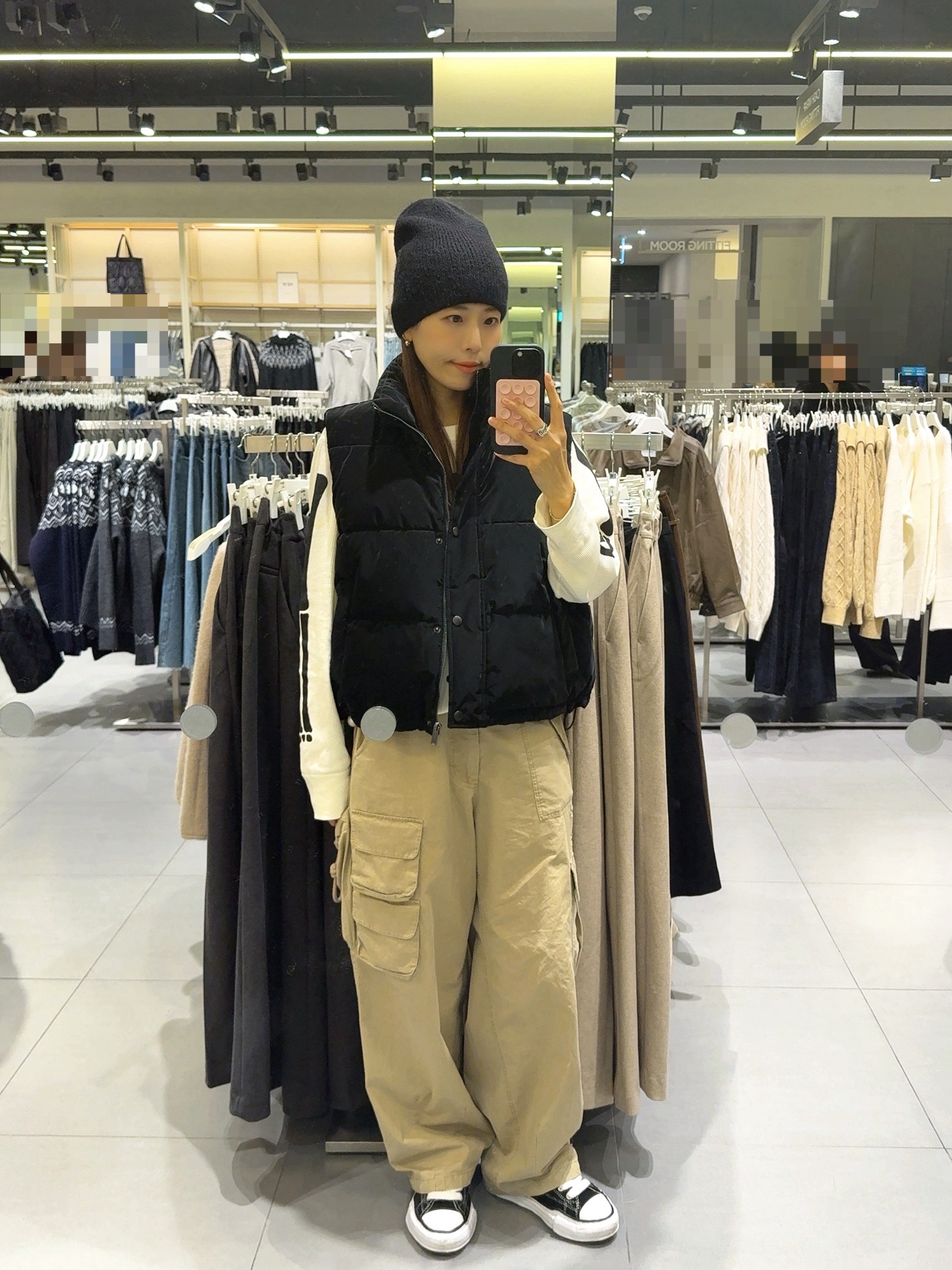 Supreme Hanes Bones Thermal Crew Natural (1 Pack), Fritur Kyoto Cargo Pants Beige_F251PT01 착용 스타일 - 4