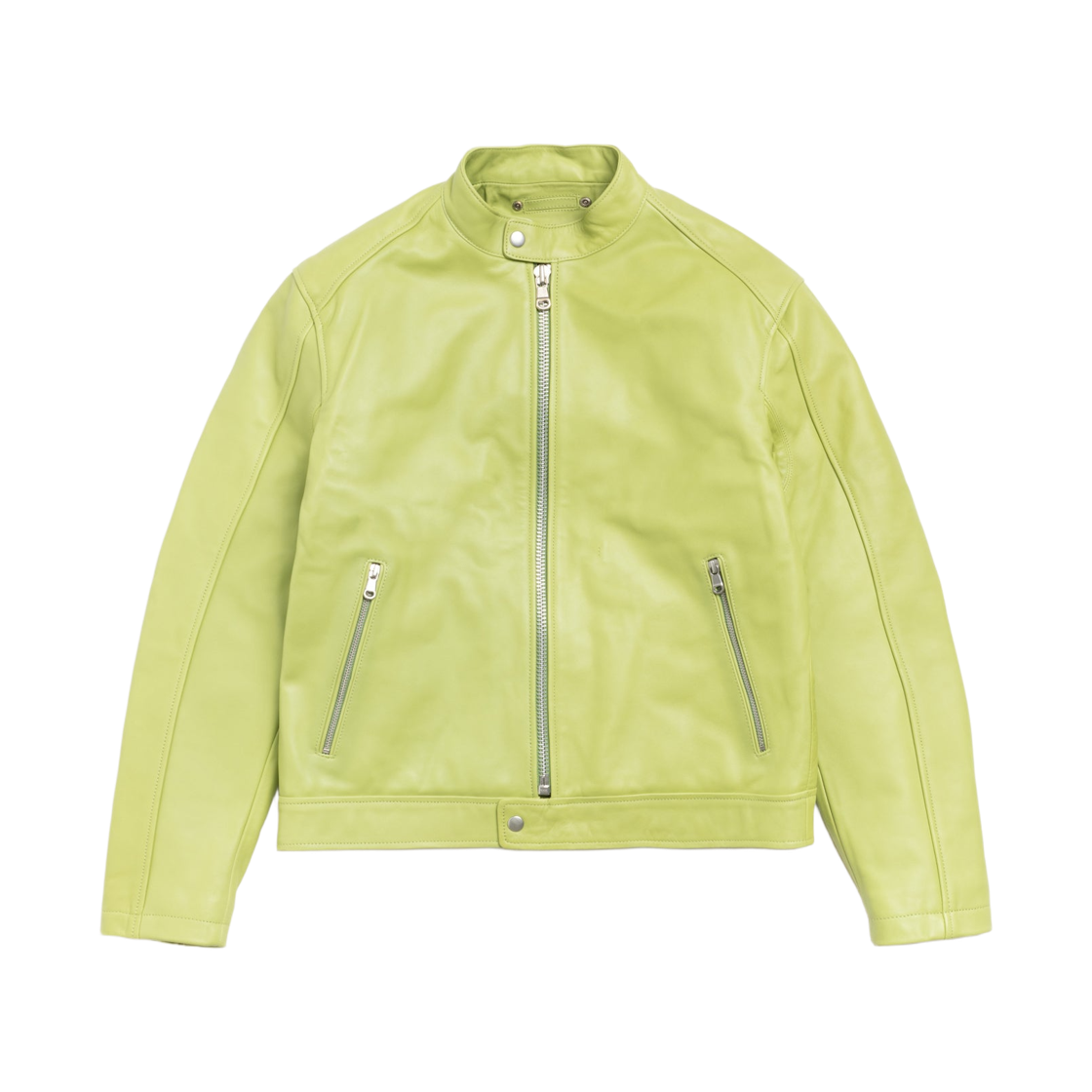 스투시 카페 레이서 레더 자켓 라임