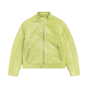Stussy Cafe Racer Leather Jacket Lime