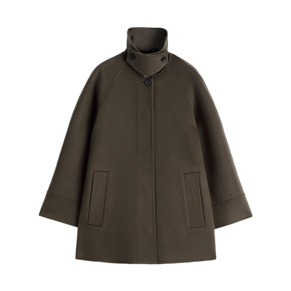 (W) 코스 퍼넬 넥 울 숏 코트 브라운((W) COS Funnel Neck Wool Short Coat Brown)