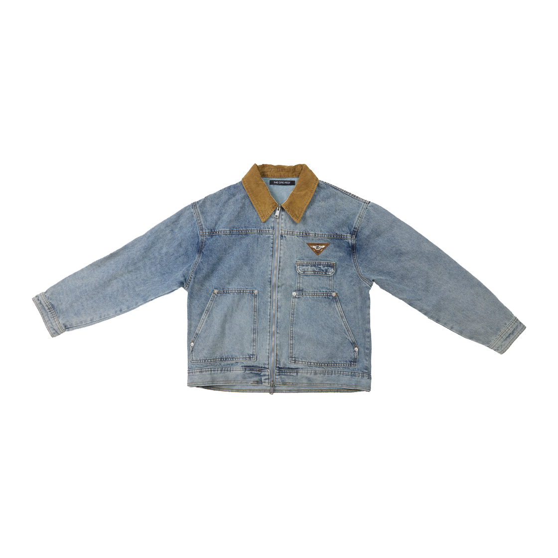 더그레이티스트 브라운 넥 데님 자켓(THE GREATEST Brown Neck Denim Jacket)