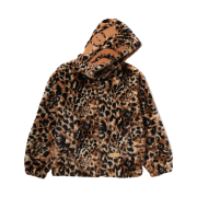 BAPE Wild Leopard Pattern Faux Fur Shark Full Zip Jacket Beige