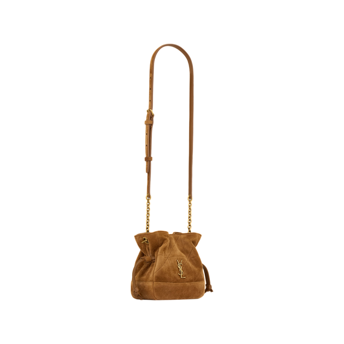 생로랑 제이미 미니 숄더 파우치 스웨이드 카라멜 꼬냑(Saint Laurent Jamie Mini Shoulder Pouch in Suede Caramel Cognac) - 2
