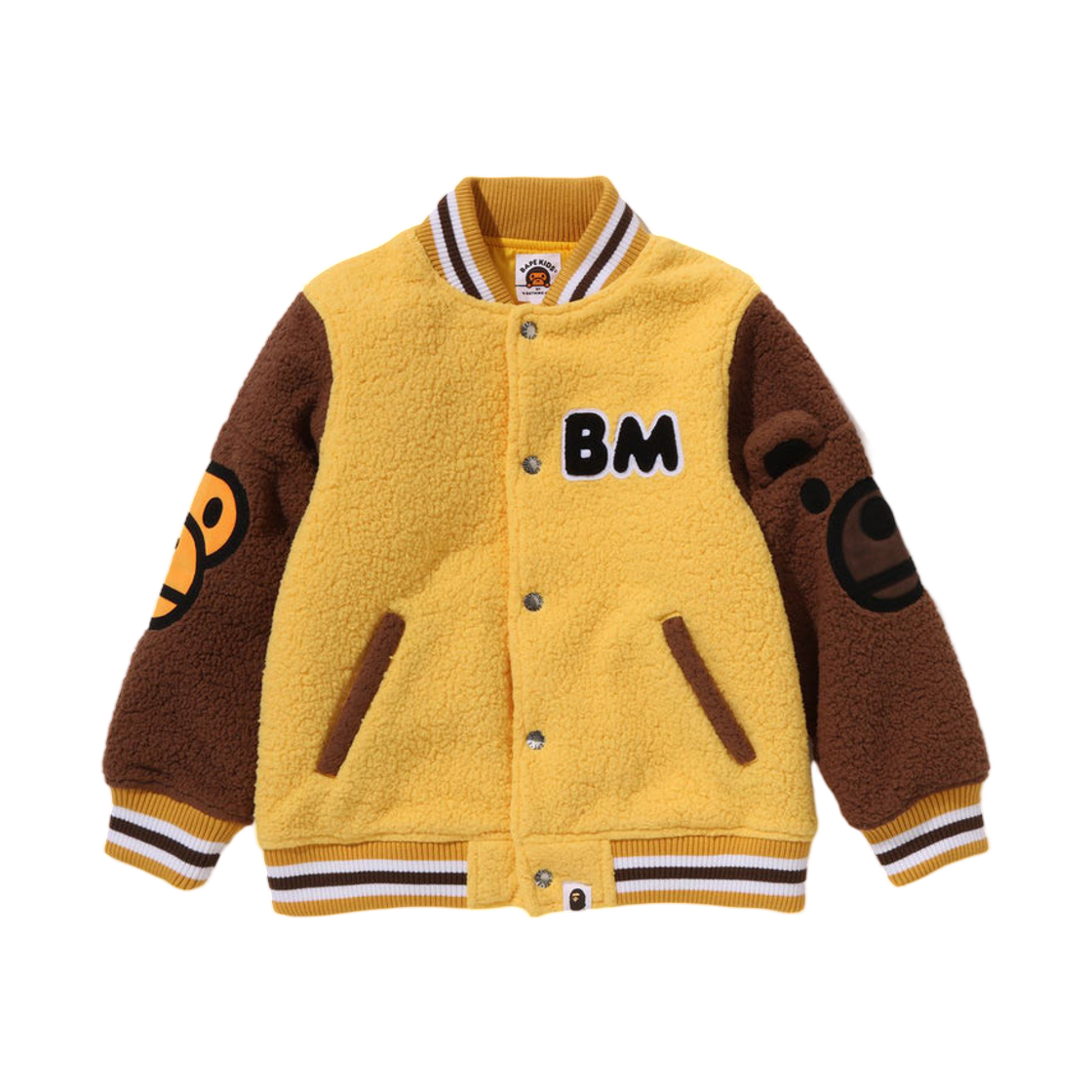 (키즈) 베이프 베이비 마일로 프렌즈 보아 슬리브 자켓 옐로우((Kids) BAPE Baby Milo Friends Boa Sleeve Jacket Yellow) - 1
