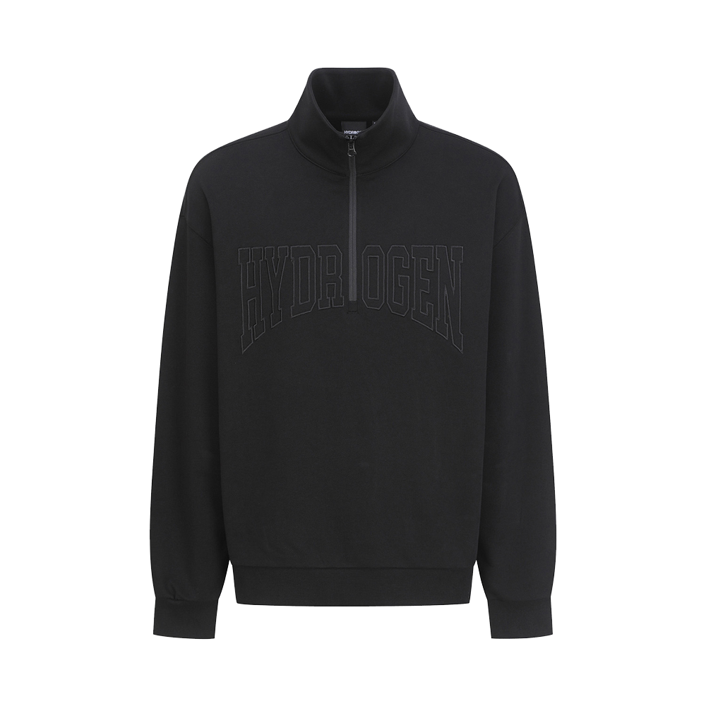 하이드로겐 유니 헤리티지 하프 집업 맨투맨 블랙(HYDROGEN Unisex Heritage Half-Zip Sweatshirt Black) - 1
