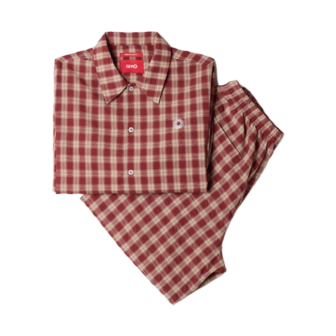스파오 x 999휴머니티 에브리데이 체크 롱슬리브 파자마 레드(Spao x 999Humanity Everyday Check Long Sleeve Pajama Red)