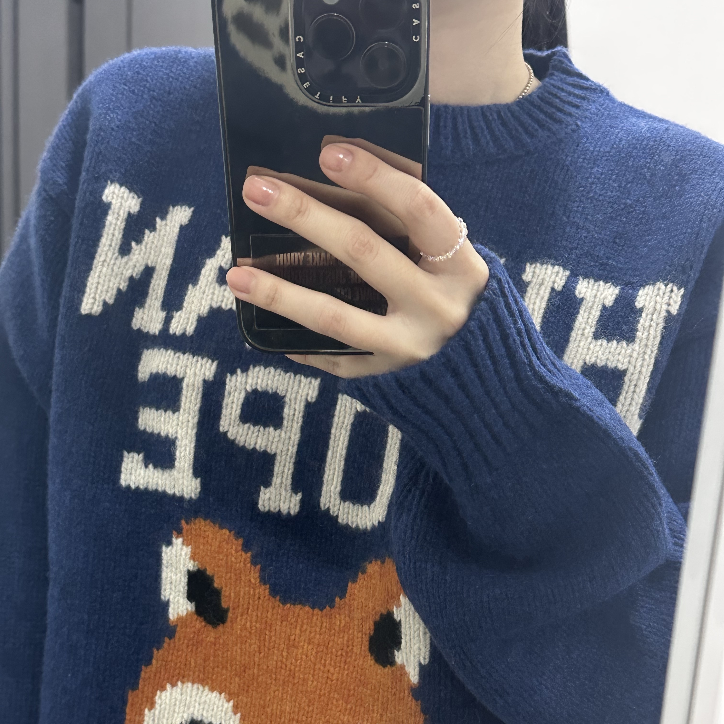 Human Made Human Hope Low Gauge Knit Navy 착용 스타일
