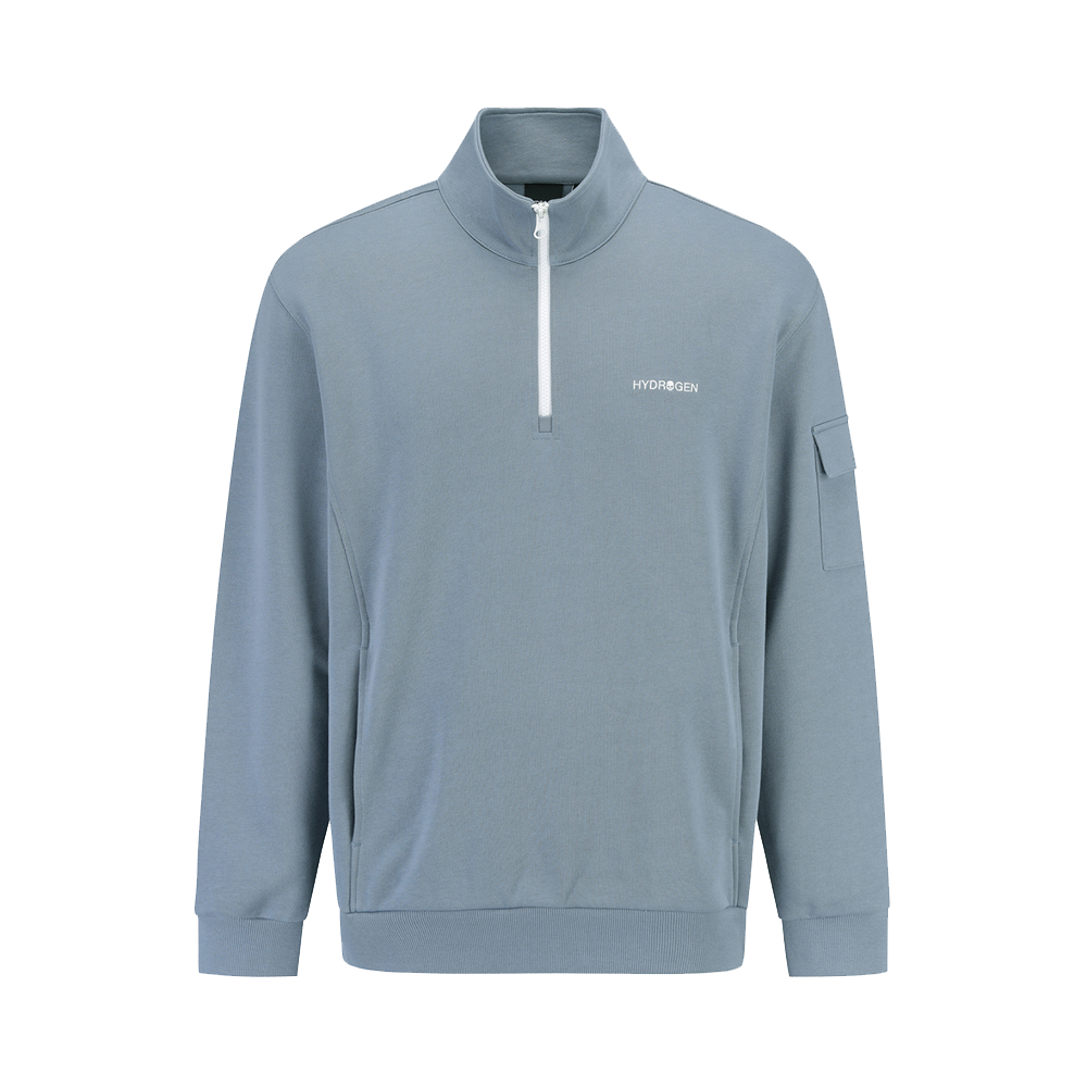 하이드로겐 유니 데일리 하프집 맨투맨 블루(HYDROGEN Unisex Daily Half-Zip Sweatshirt Blue) - 1
