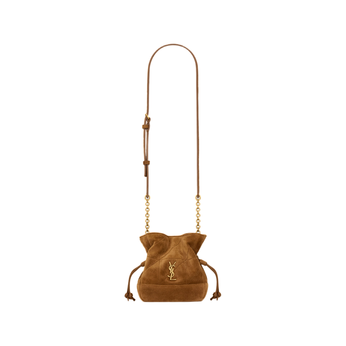 859174-1U8P7-2916 Saint Laurent Jamie Mini Shoulder Pouch in Suede Caramel Cognac