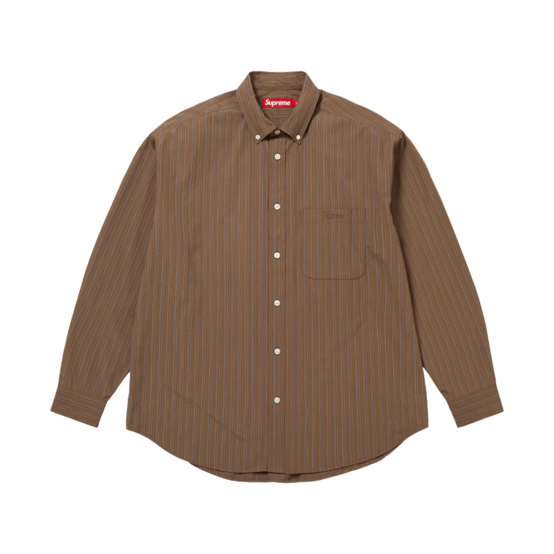 - Supreme Pinstripe Shirt Brown - 25FW