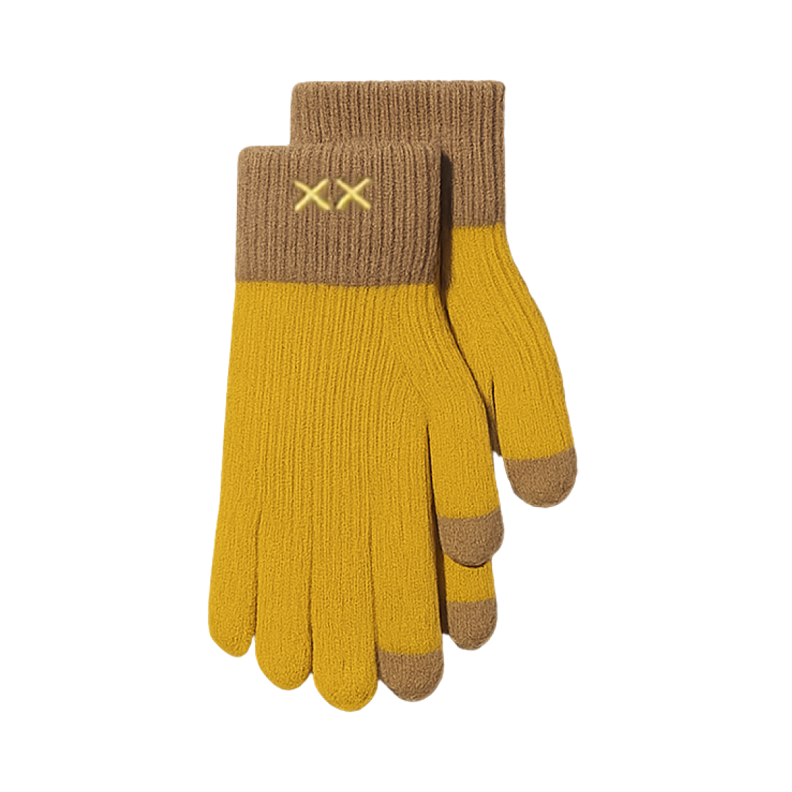 485258-44 Uniqlo x Kaws Heattech Knit Gloves Yellow