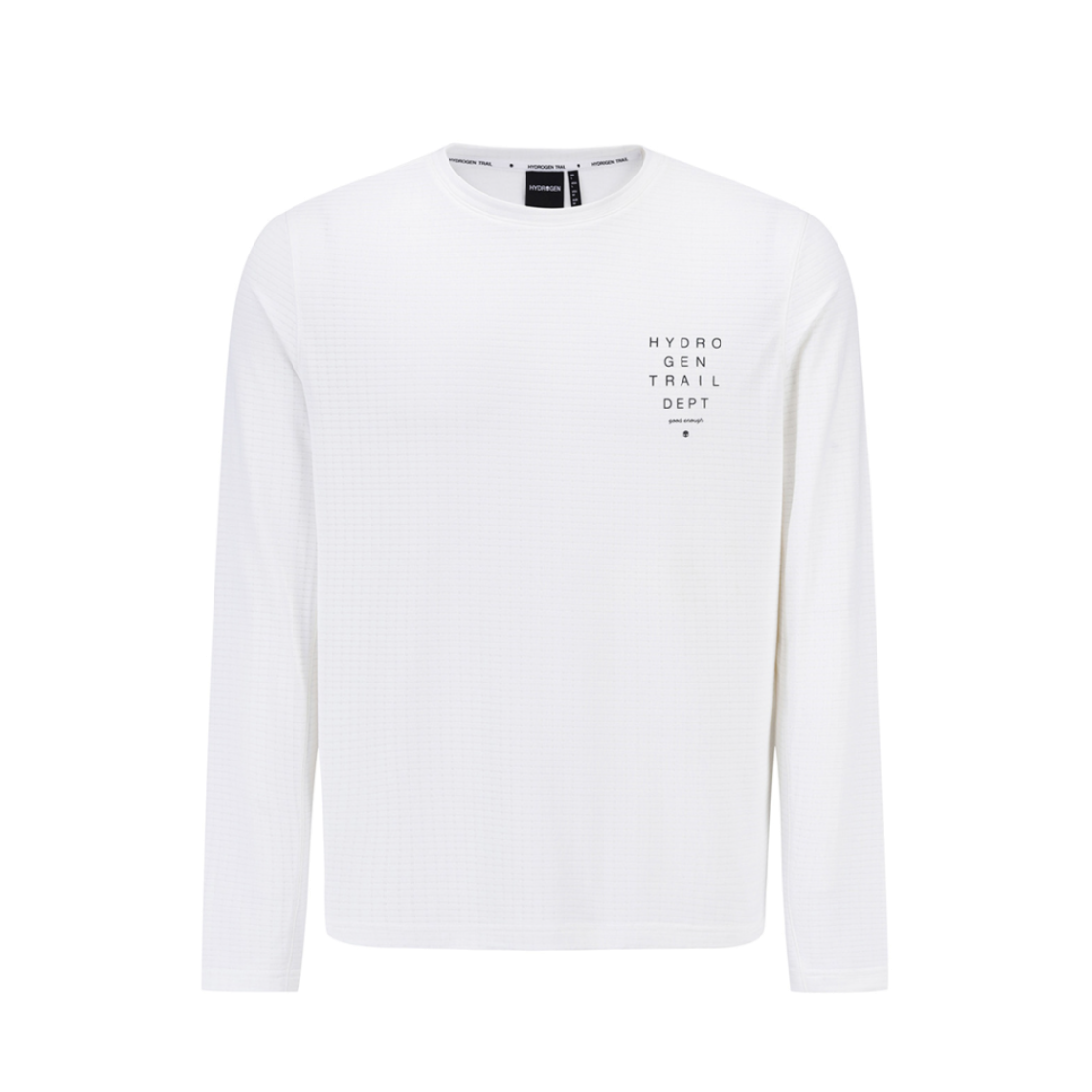 H11D3TR103 HYDROGEN Men'S Trail Running Long-Sleeve Crew Neck T-Shirt White