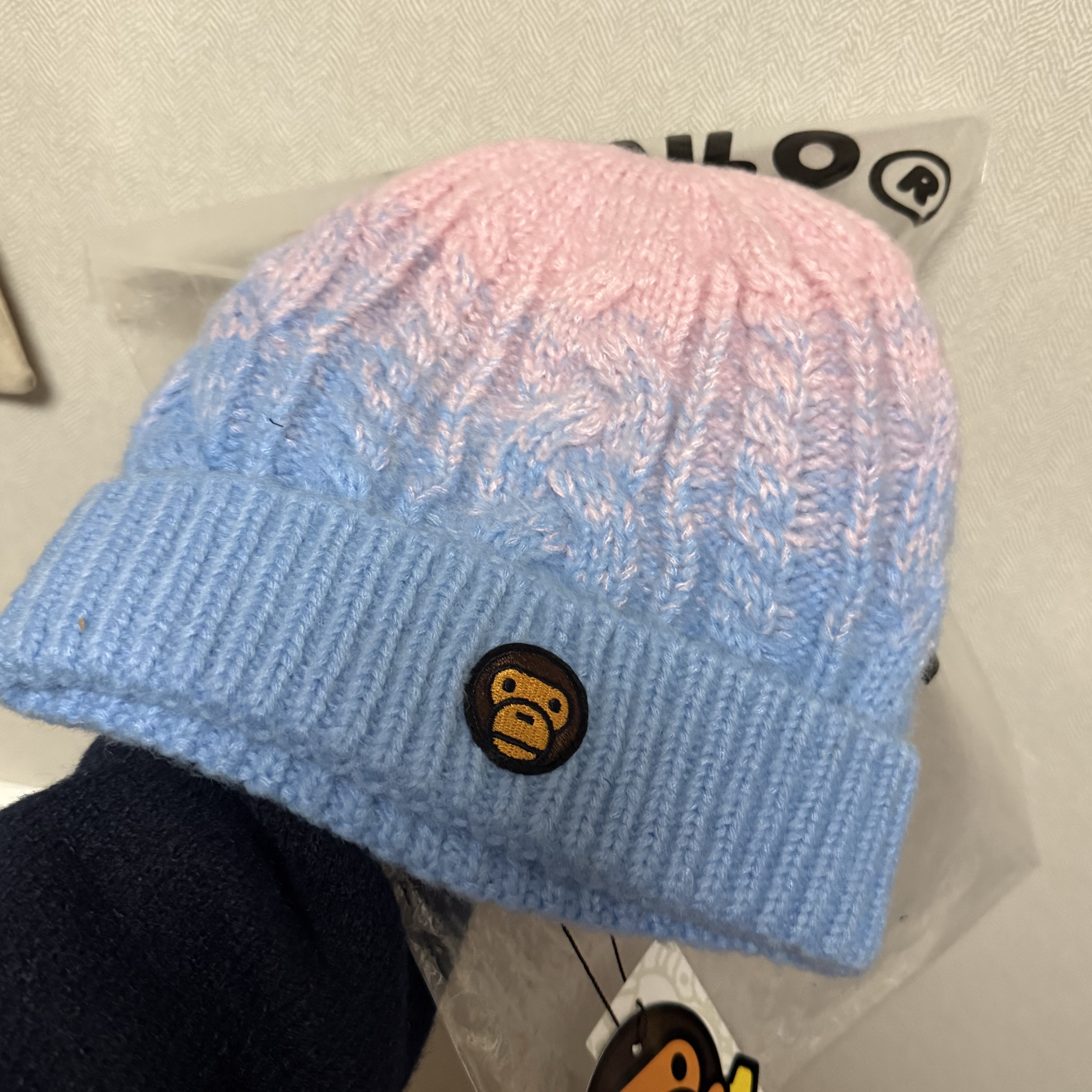 BAPE Baby Milo Knit Cap Pink 착용 스타일