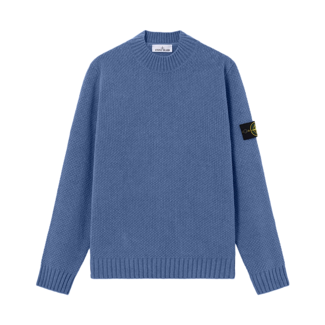 L1S1551000-05S00N8-V0024 Stone Island 5100005 Moss StiTCh Cotton Chenille Mock Neck Jumper with Ribbed Trims Avio Blue - 26SS