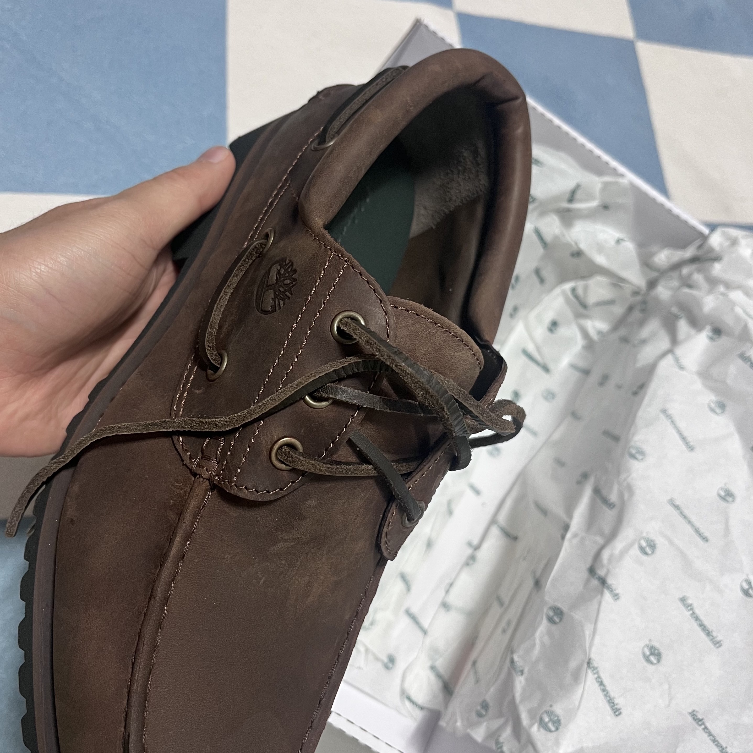 Timberland x Thisisneverthat 3-Eye Authentic Boat Shoes Brown - Wide 착용 스타일 - 2