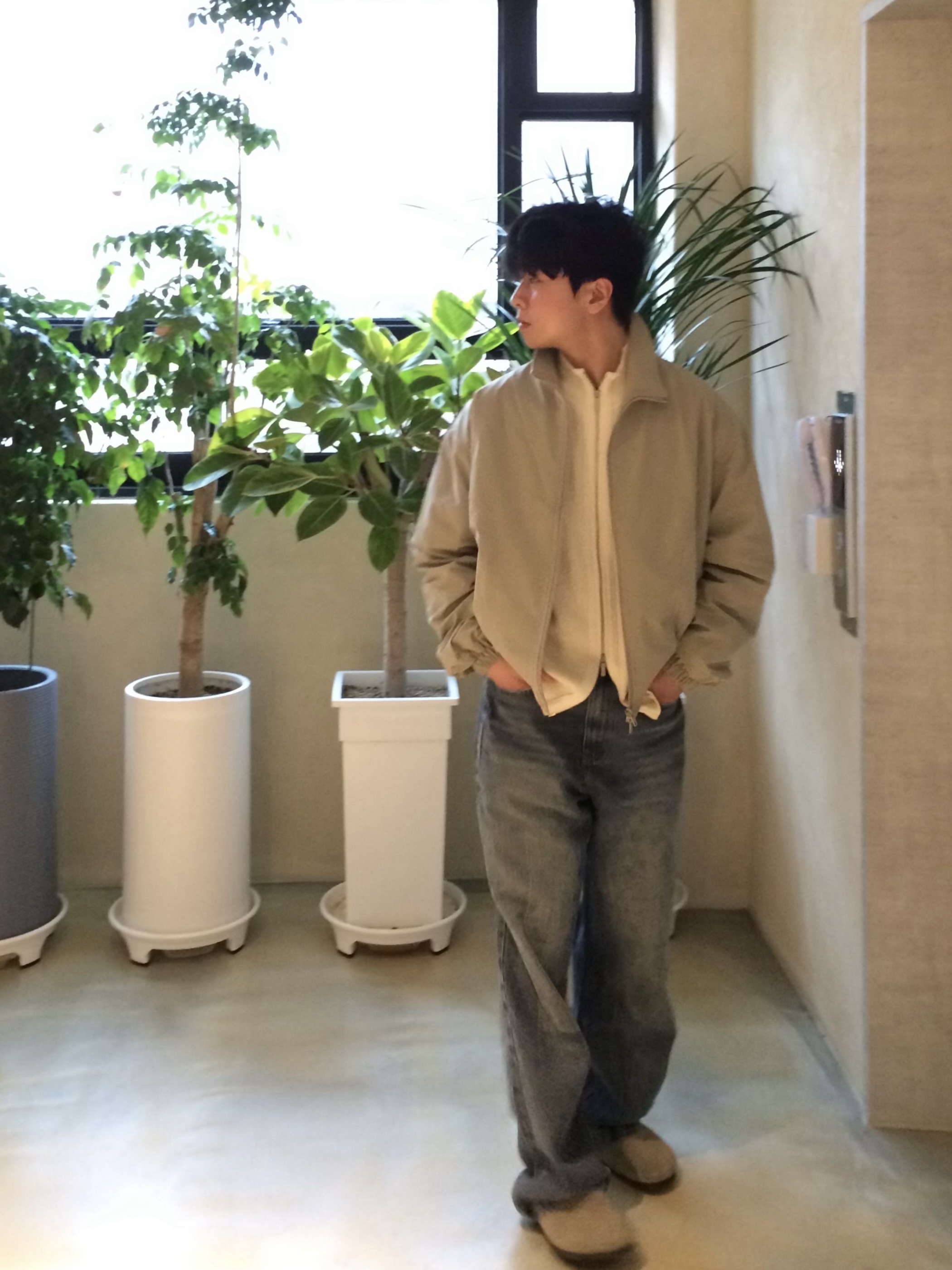 Birkenstock Boston Soft Footbed Taupe - Narrow 착용 스타일 - 1