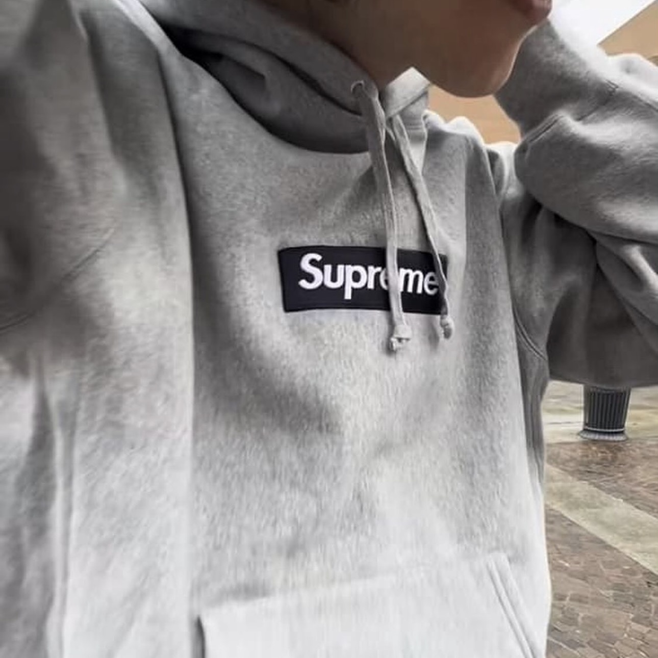 Supreme Box Logo Hooded Sweatshirt Heather Grey - 25FW 착용 스타일