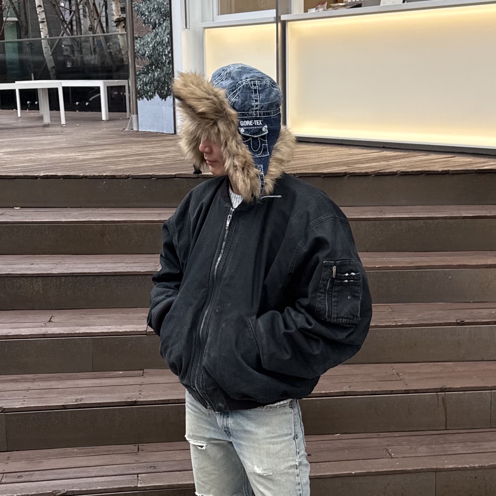 Supreme x True Religion Gore-Tex Trooper Denim - 22FW 착용 스타일 - 5