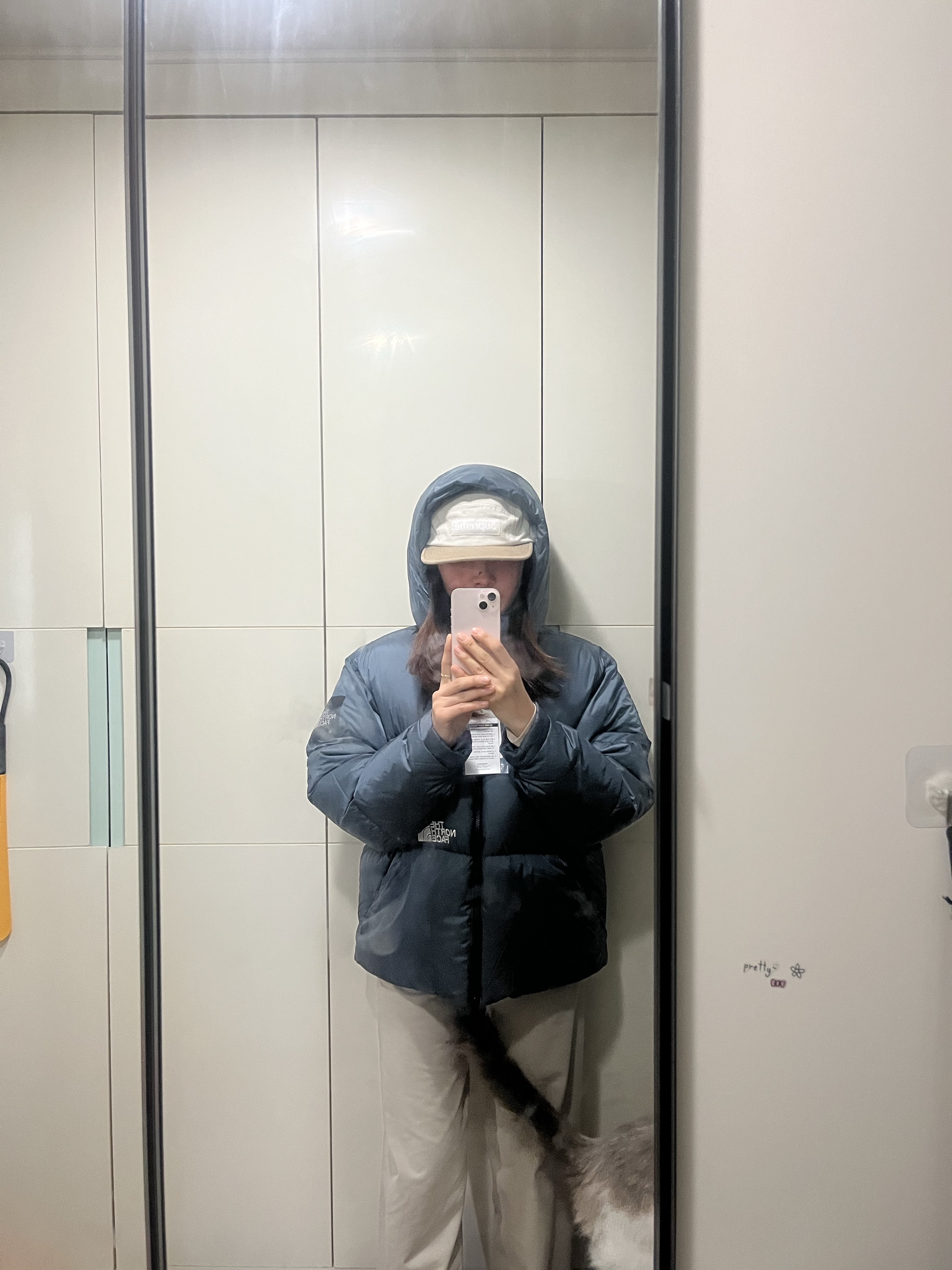 The North Face White Label Project Down Jacket RDS Dusk Blue 착용 스타일 - 3