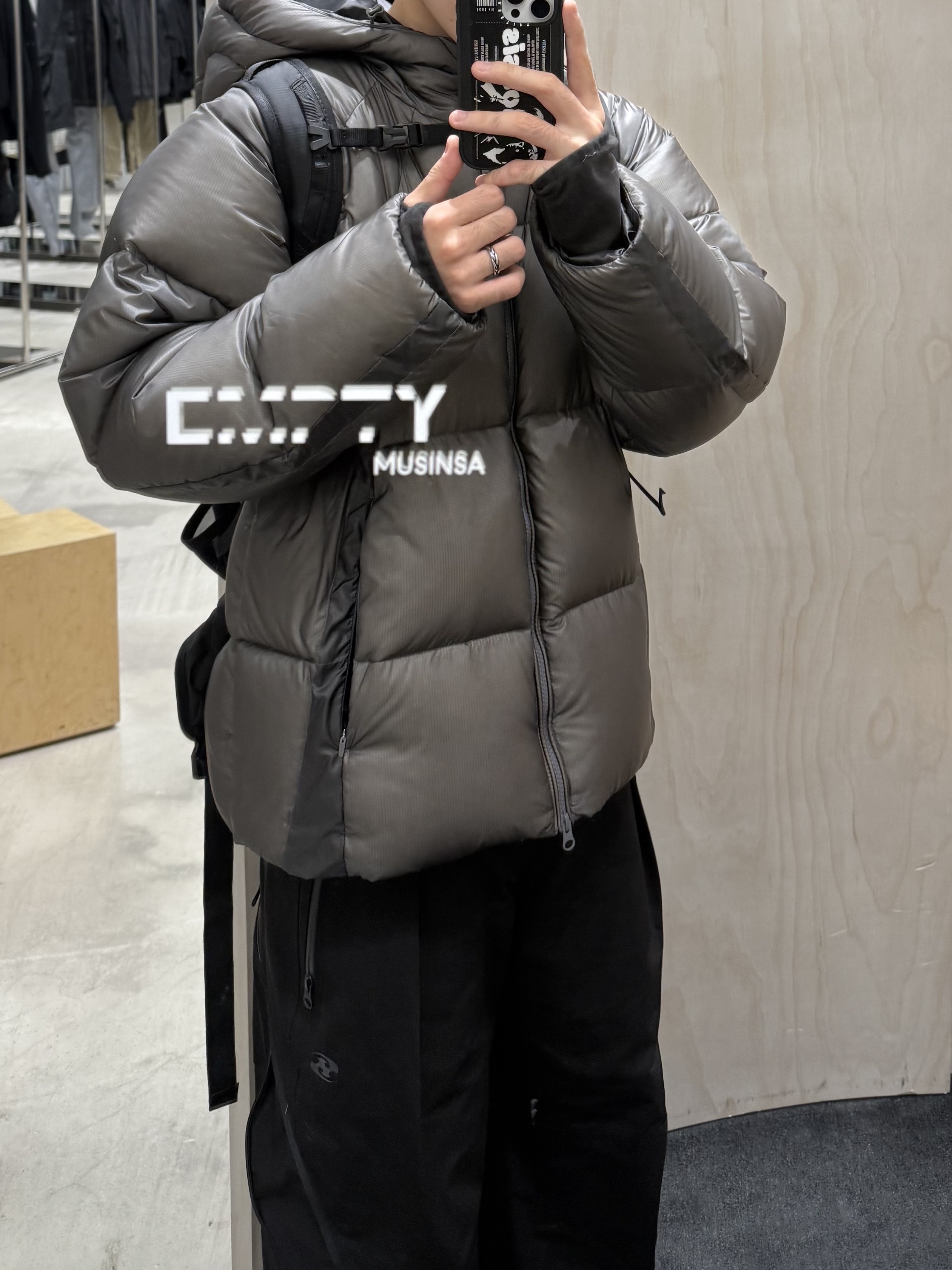 Sansan Gear Shade Puffer Jacket Charcoal - 25FW, Hatchingroom Broken Egg 2Way Necklace 착용 스타일