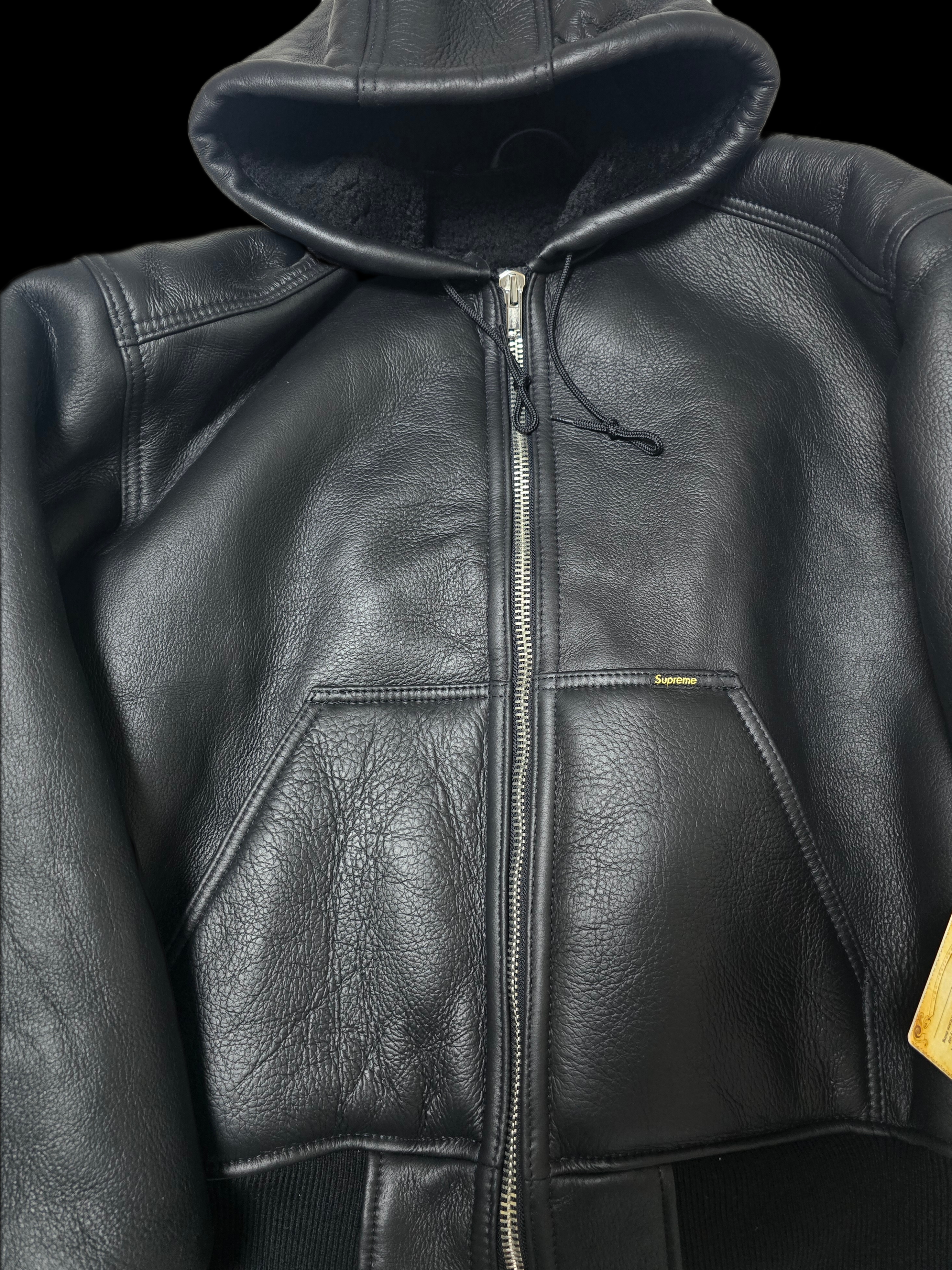 Supreme x Schott Shearling Hooded Work Jacket Black - 25FW 착용 스타일
