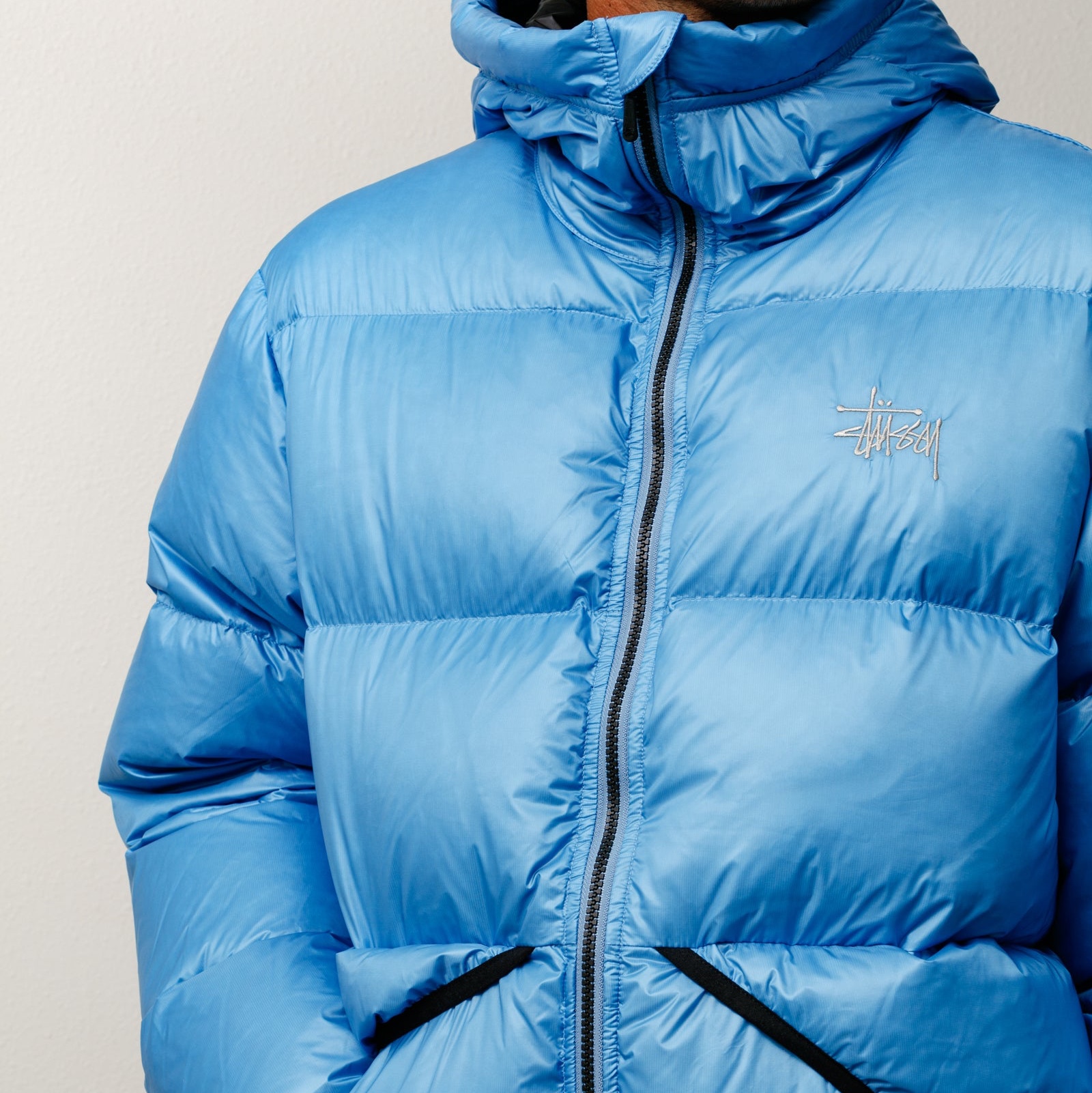 Stussy Micro Ripstop Down Parka Sky Blue 착용 스타일 - 2