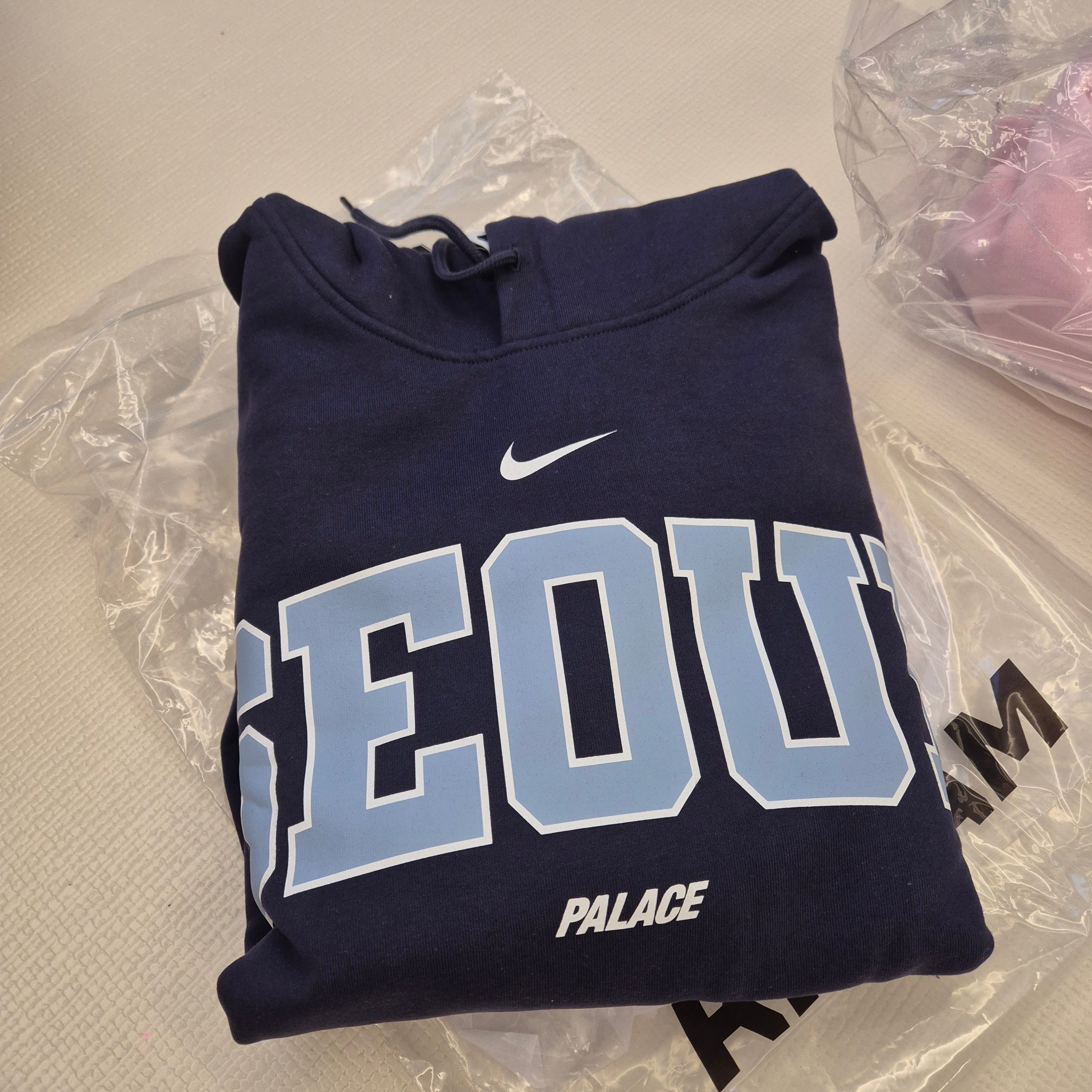 Palace x Nike Shop Hood Apgujeong Navy - 25FW, Palace x Nike Shop Hood Tokyo Pink - 25FW 착용 스타일 - 1