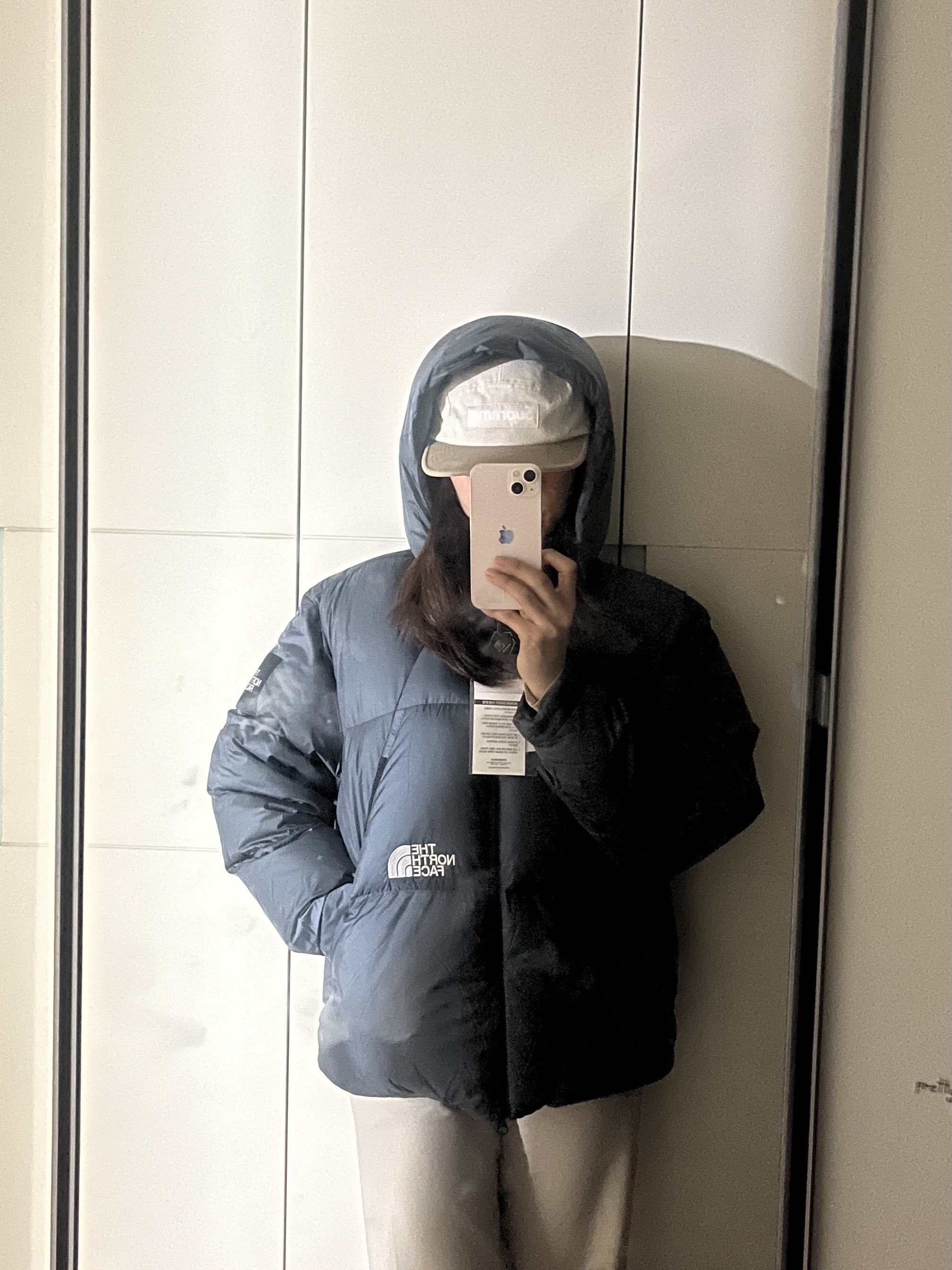 The North Face White Label Project Down Jacket RDS Dusk Blue 착용 스타일 - 2