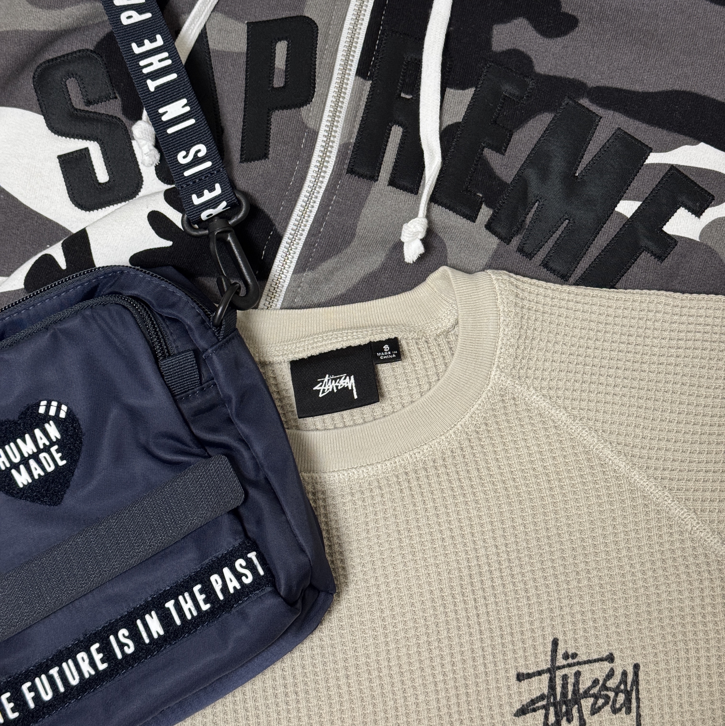 Human Made Military Pouch Large Navy, Stussy Raglan Thermal LS Crew Bone 착용 스타일
