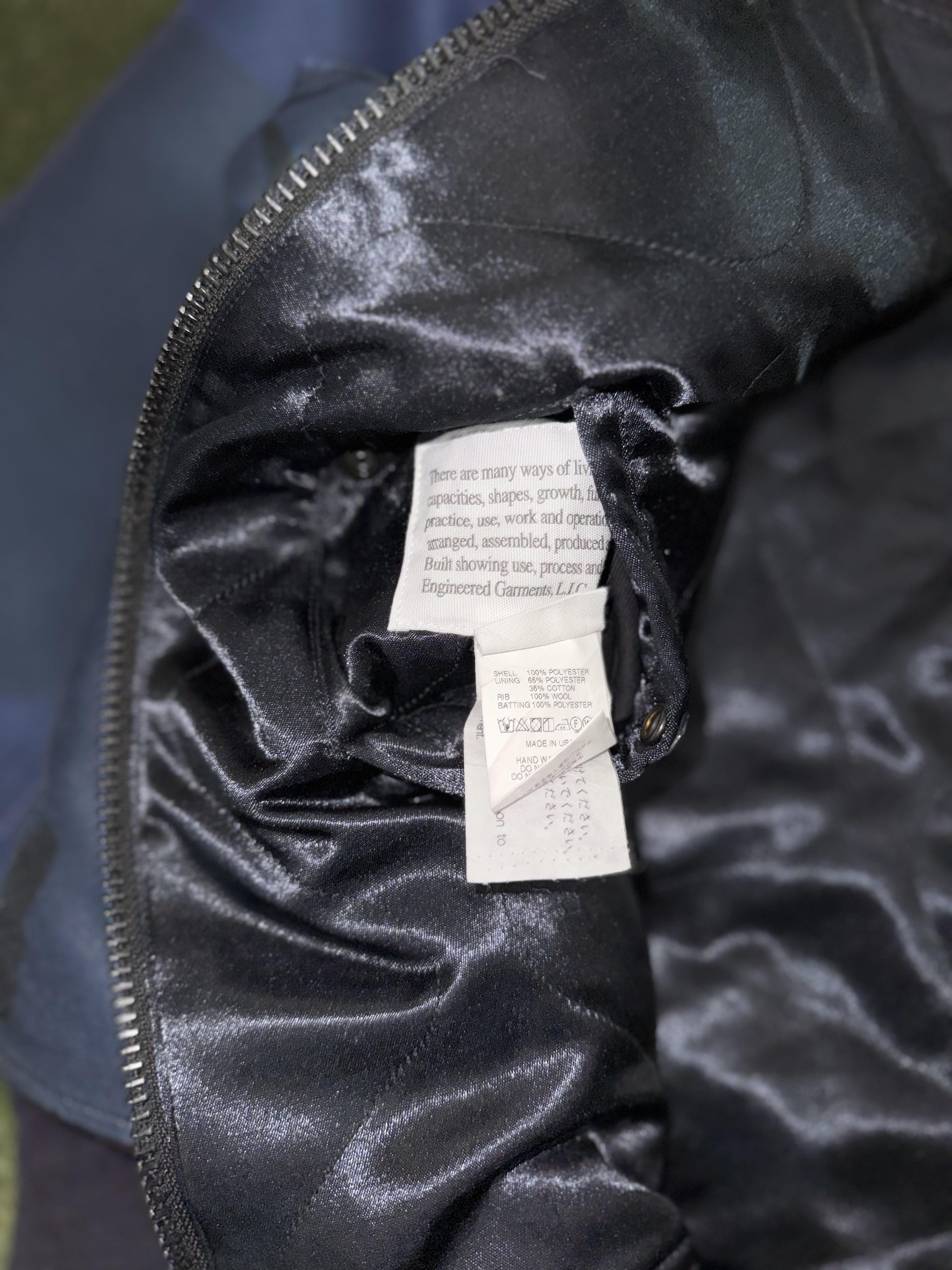 Engineered Garments Poly Seagull Print Oxford Deck Jacket Navy 착용 스타일 - 8