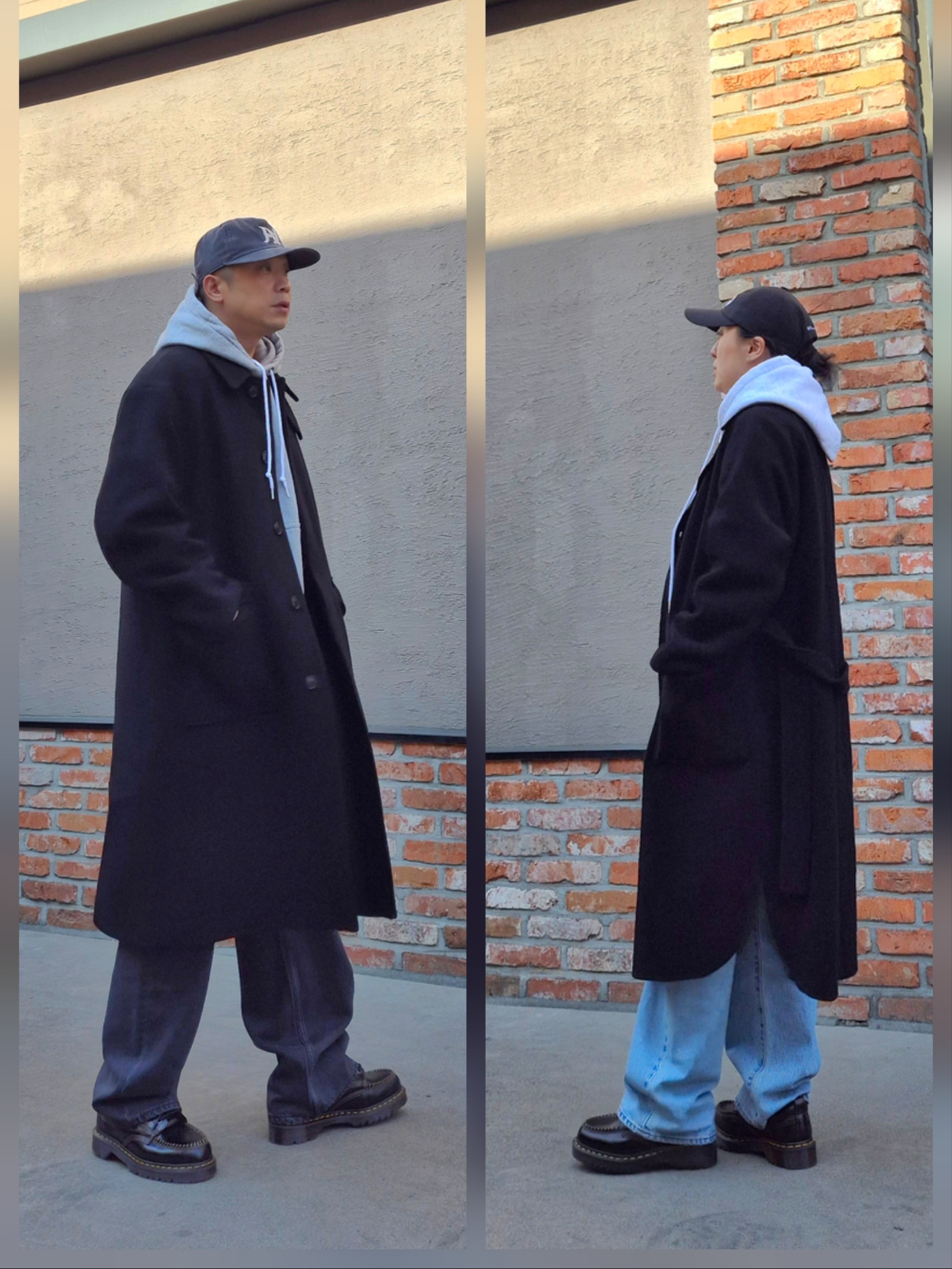 Dr. Martens Lowell Leather Moc Toe Shoes Black Analine, Uniqlo x JW Anderson Straight Jean Blue - KR 착용 스타일 - 2