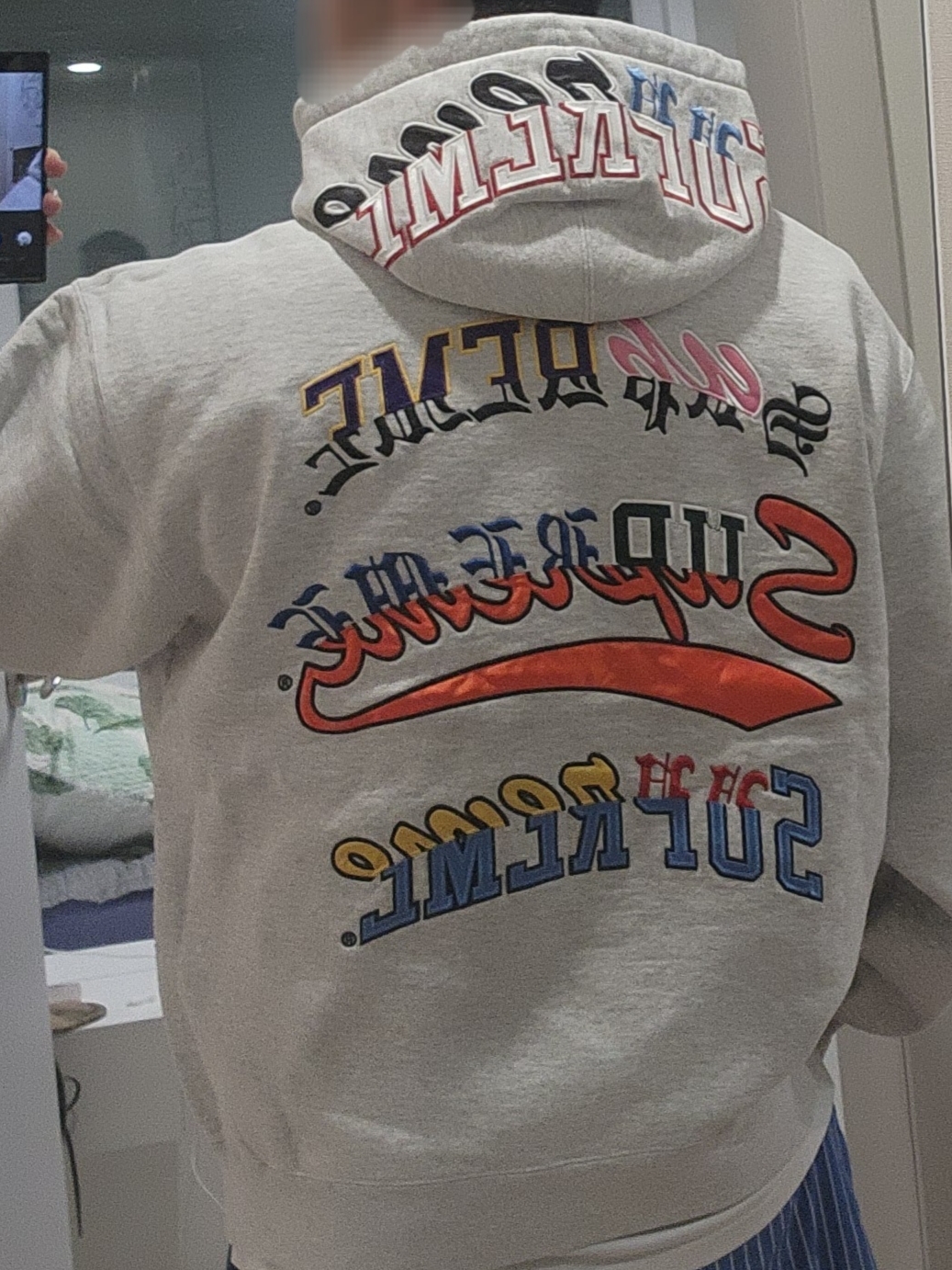 Supreme Multi Logos Hooded Sweatshirt Ash Grey - 25FW, Supreme Box Logo Hooded Sweatshirt Ash Grey - 23FW 착용 스타일 - 3