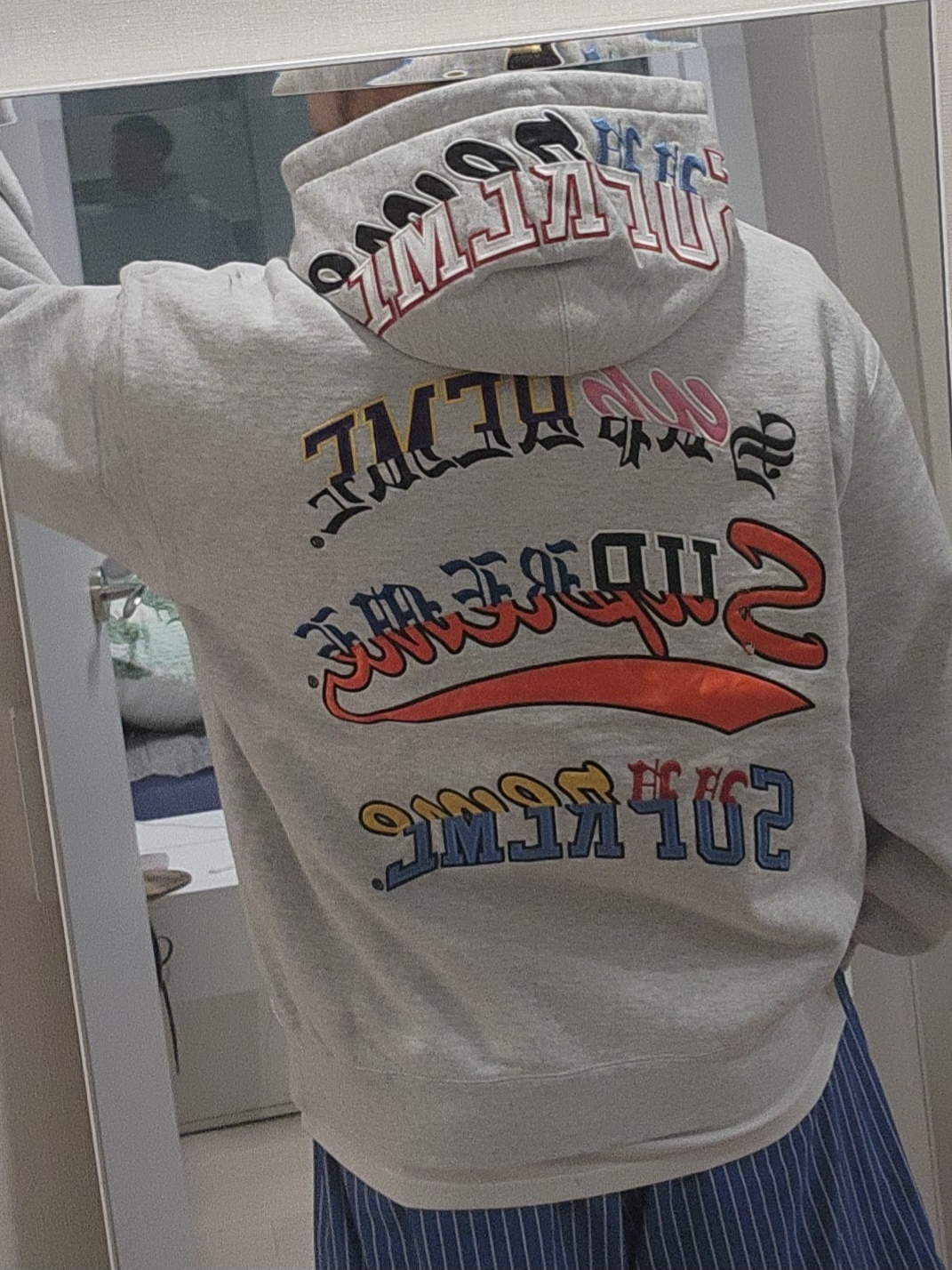 Supreme Multi Logos Hooded Sweatshirt Ash Grey - 25FW, Supreme Box Logo Hooded Sweatshirt Ash Grey - 23FW 착용 스타일 - 1