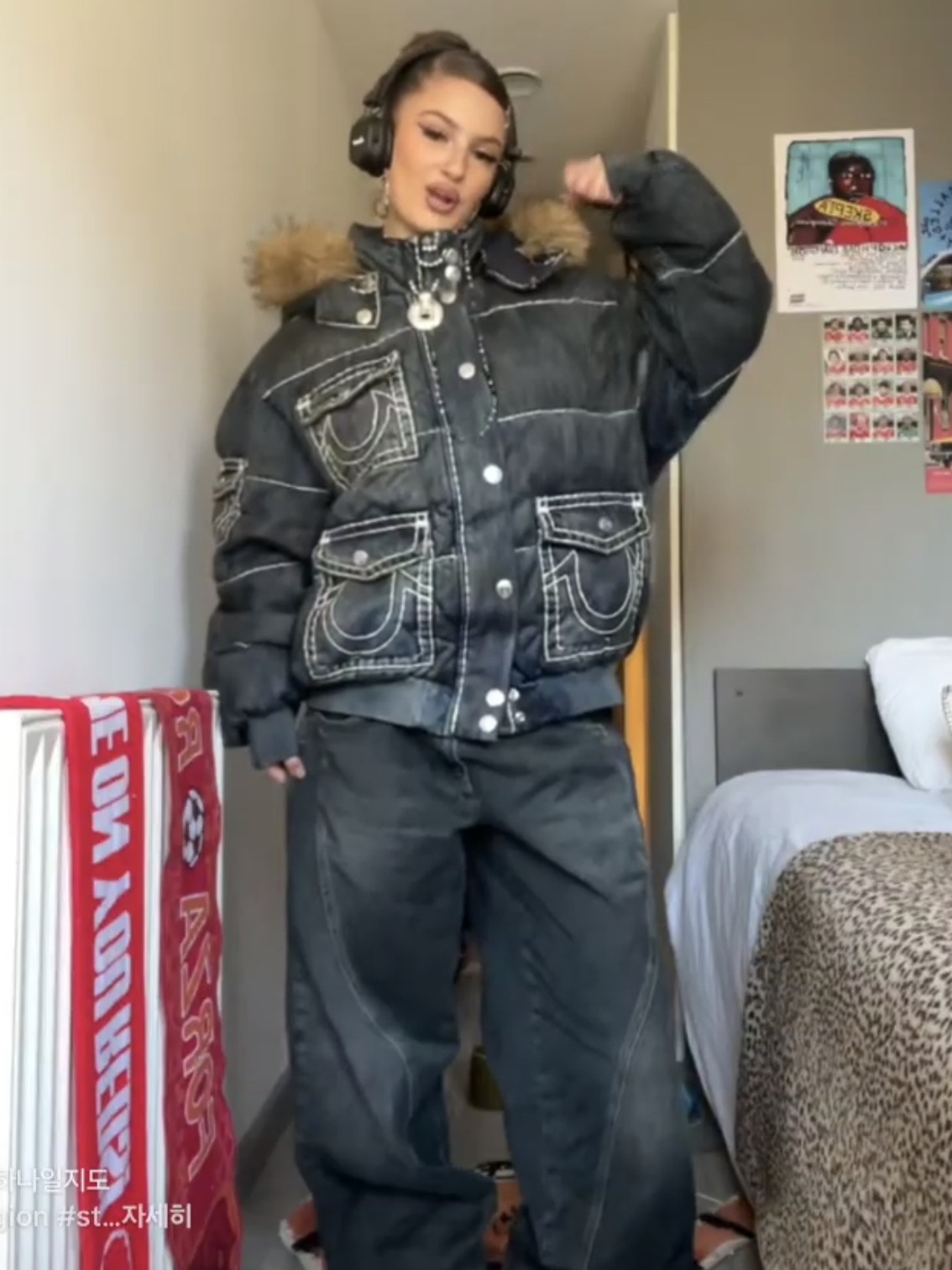 Supreme x True Religion Puffer Jacket Dirty Indigo - 25FW 착용 스타일 - 4