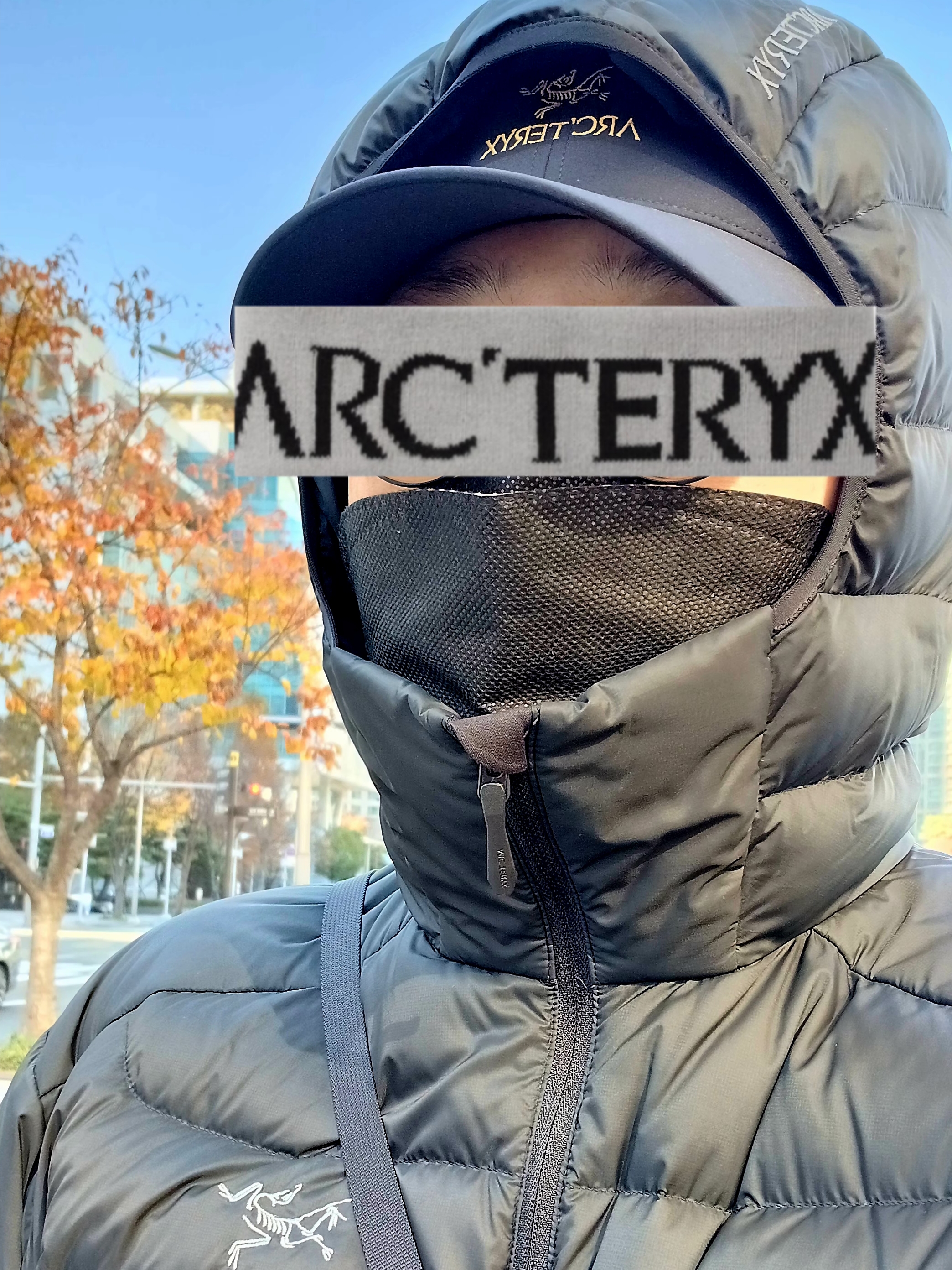 Arc'teryx Bird Word Cap 24K Black, Arc'teryx Cerium Hoody Black 착용 스타일 - 1