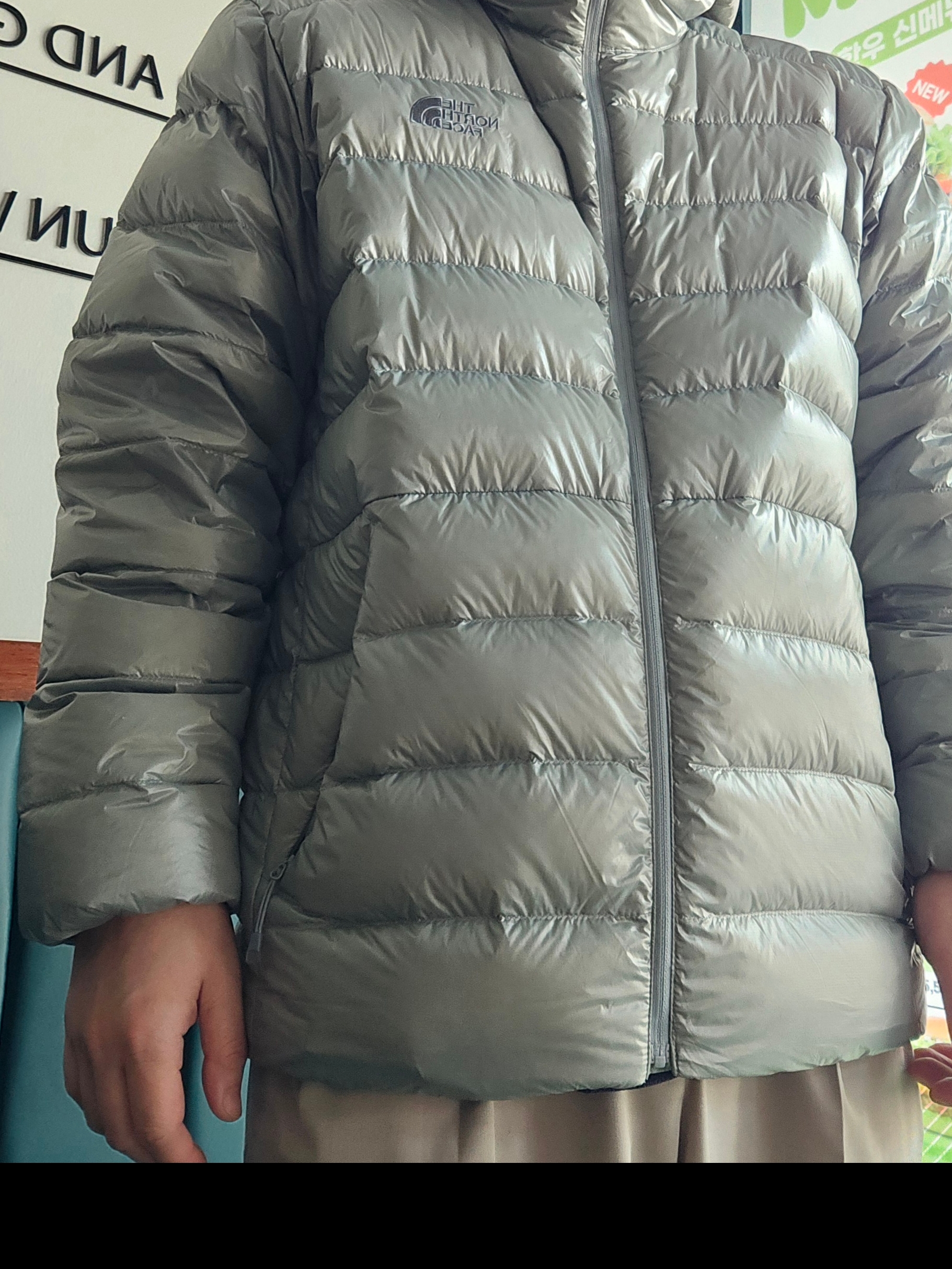 The North Face Matier EX RDS Down Hoodie Light Gray - 25FW 착용 스타일 - 1