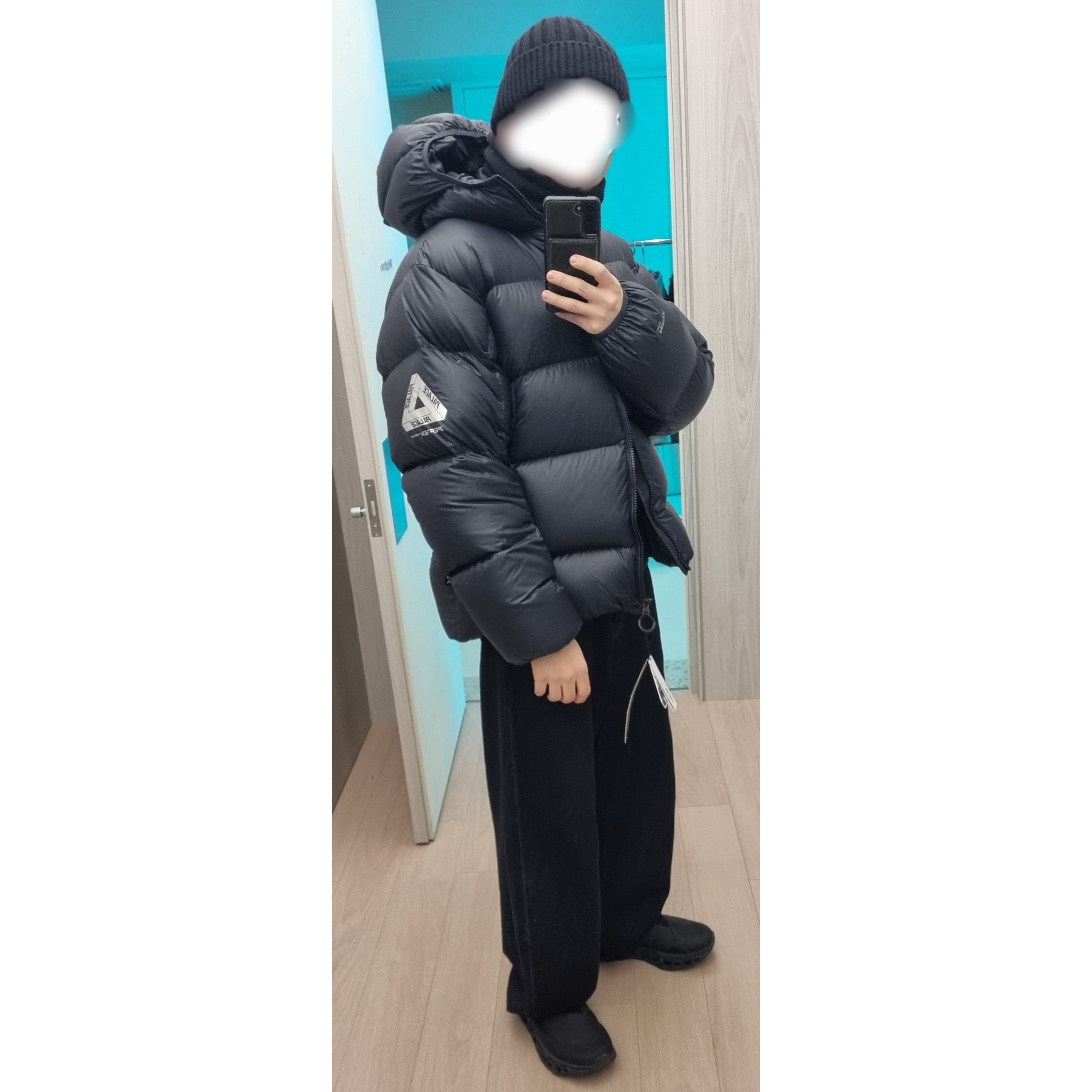 On Running x Post Archive Faction (Paf) Cloudmonster 2 Black Magnet, Palace Pertex Opaque Balaclava Puffa Black - 24FW 착용 스타일 - 1