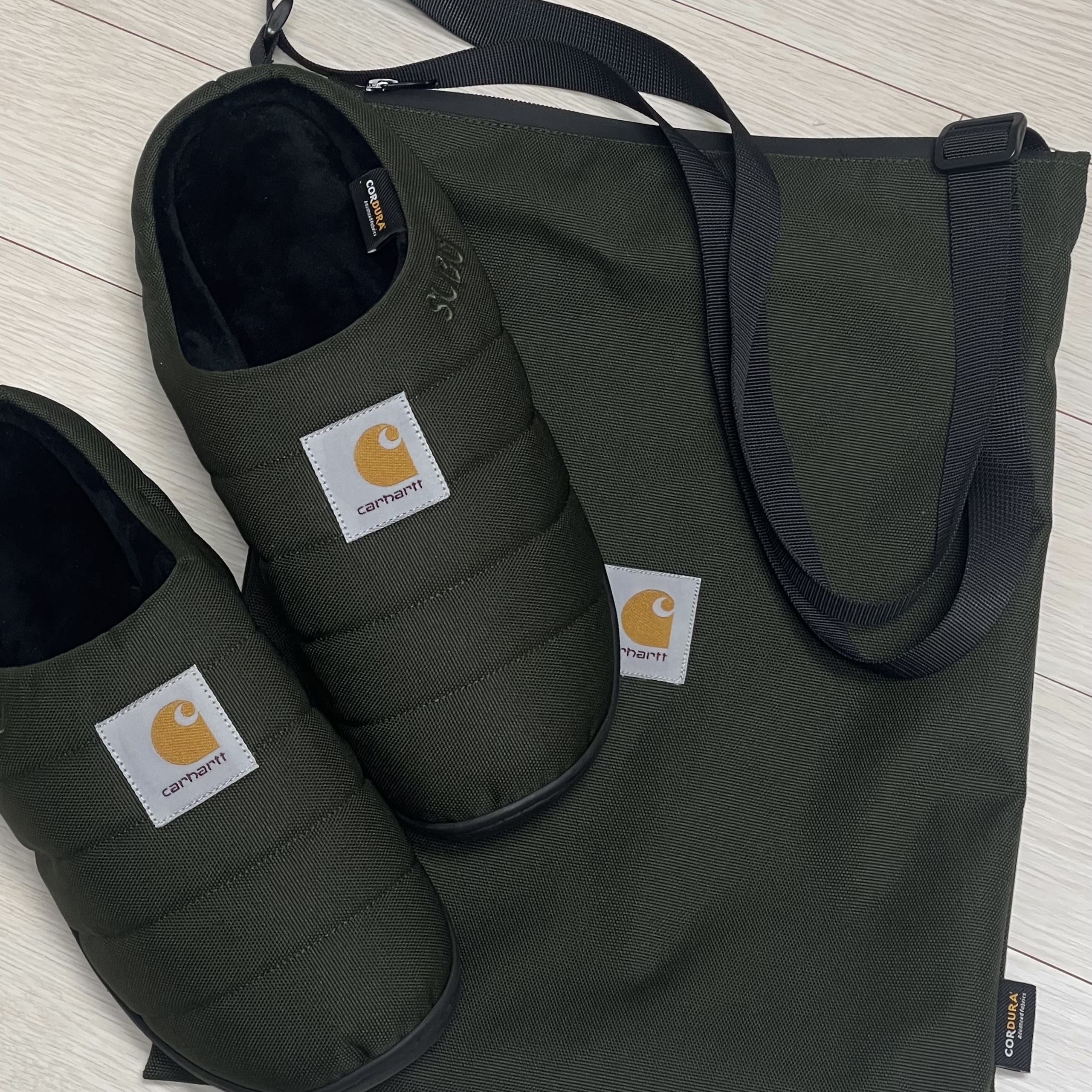 Subu x Carhartt WIP Cordura Sandal Green, Subu x Carhartt WIP Cordura Sandal Hamilton Brown 착용 스타일 - 2