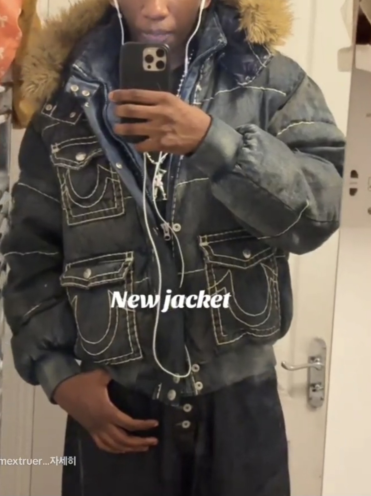 Supreme x True Religion Puffer Jacket Dirty Indigo - 25FW 착용 스타일 - 6