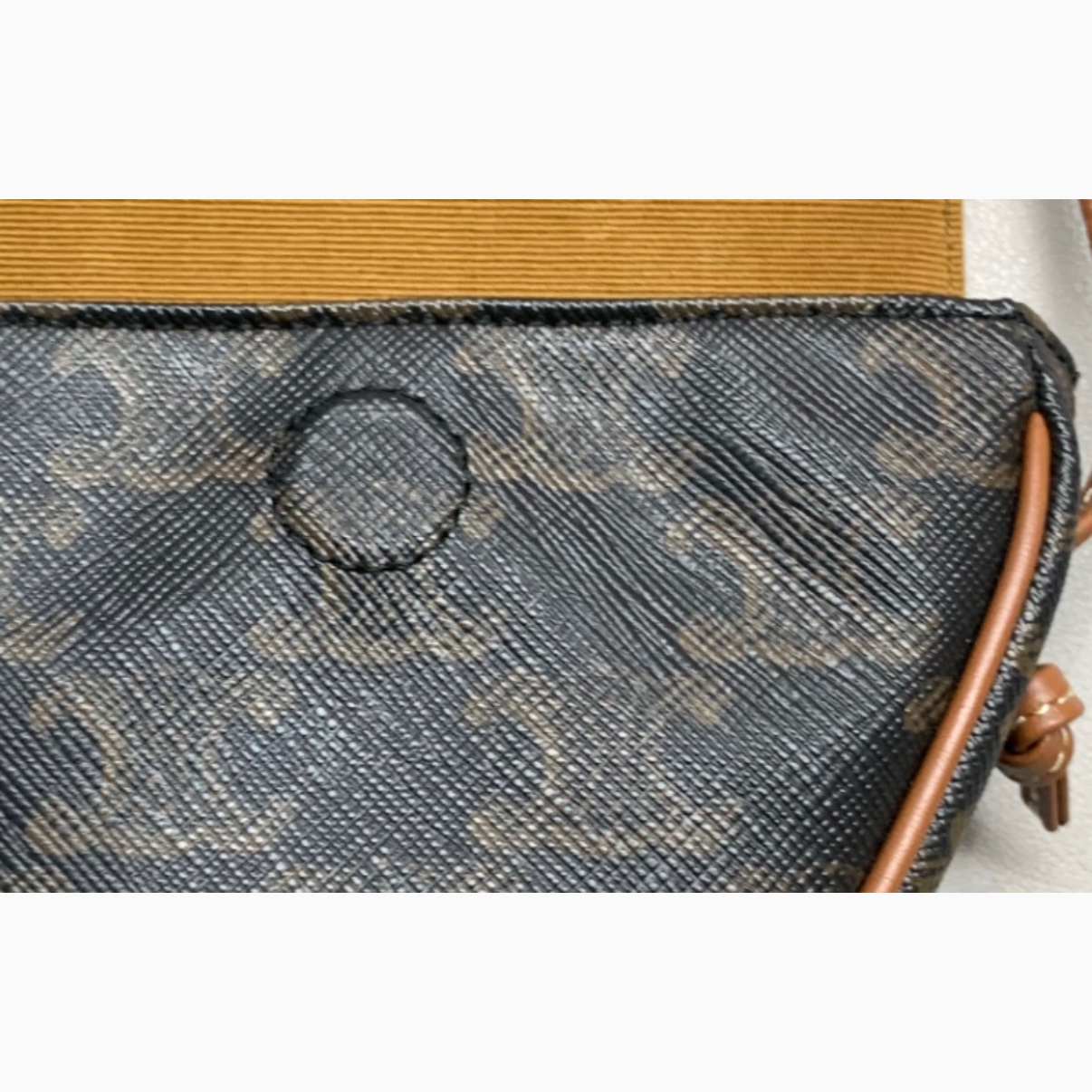 Celine Mini Triangle in Triomphe Canvas with Celine Print Tan 착용 스타일 - 2