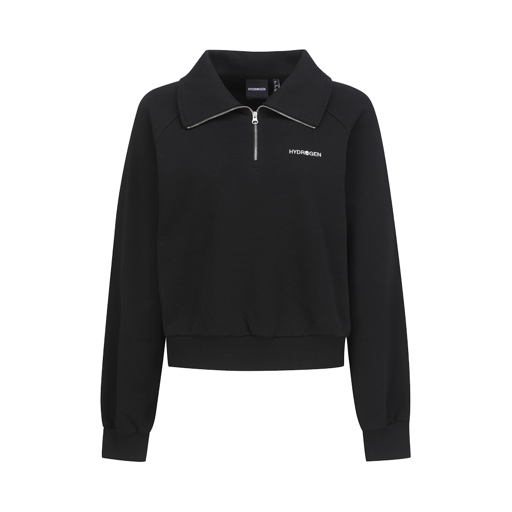 하이드로겐 여성 데일리 하프집 맨투맨 블랙(HYDROGEN Women's Daily Half-Zip Sweatshirt Black)