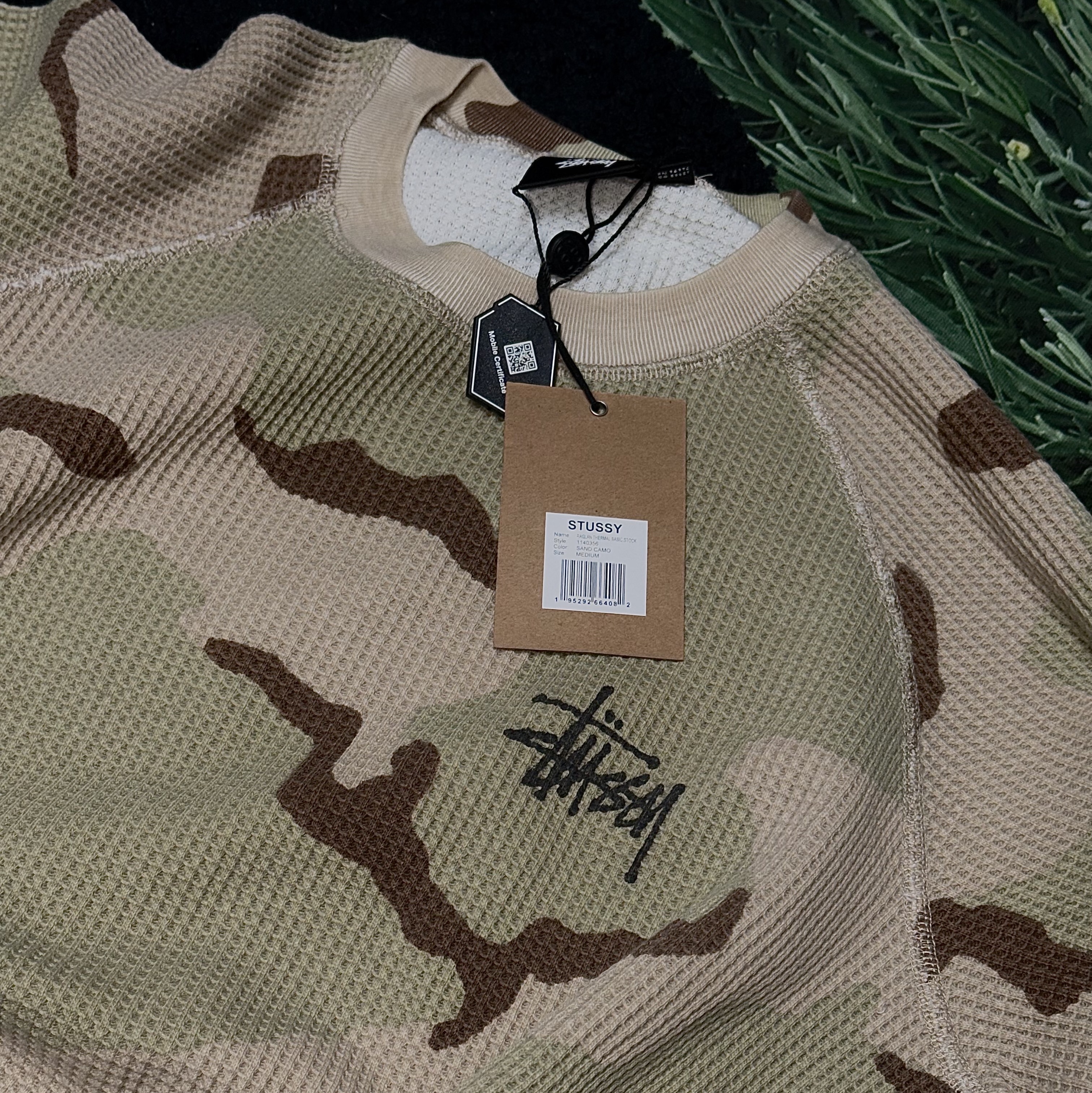 Stussy Raglan Thermal LS Crew Sand Camo, Stussy Basic Thermal Woodland Camo 착용 스타일 - 1