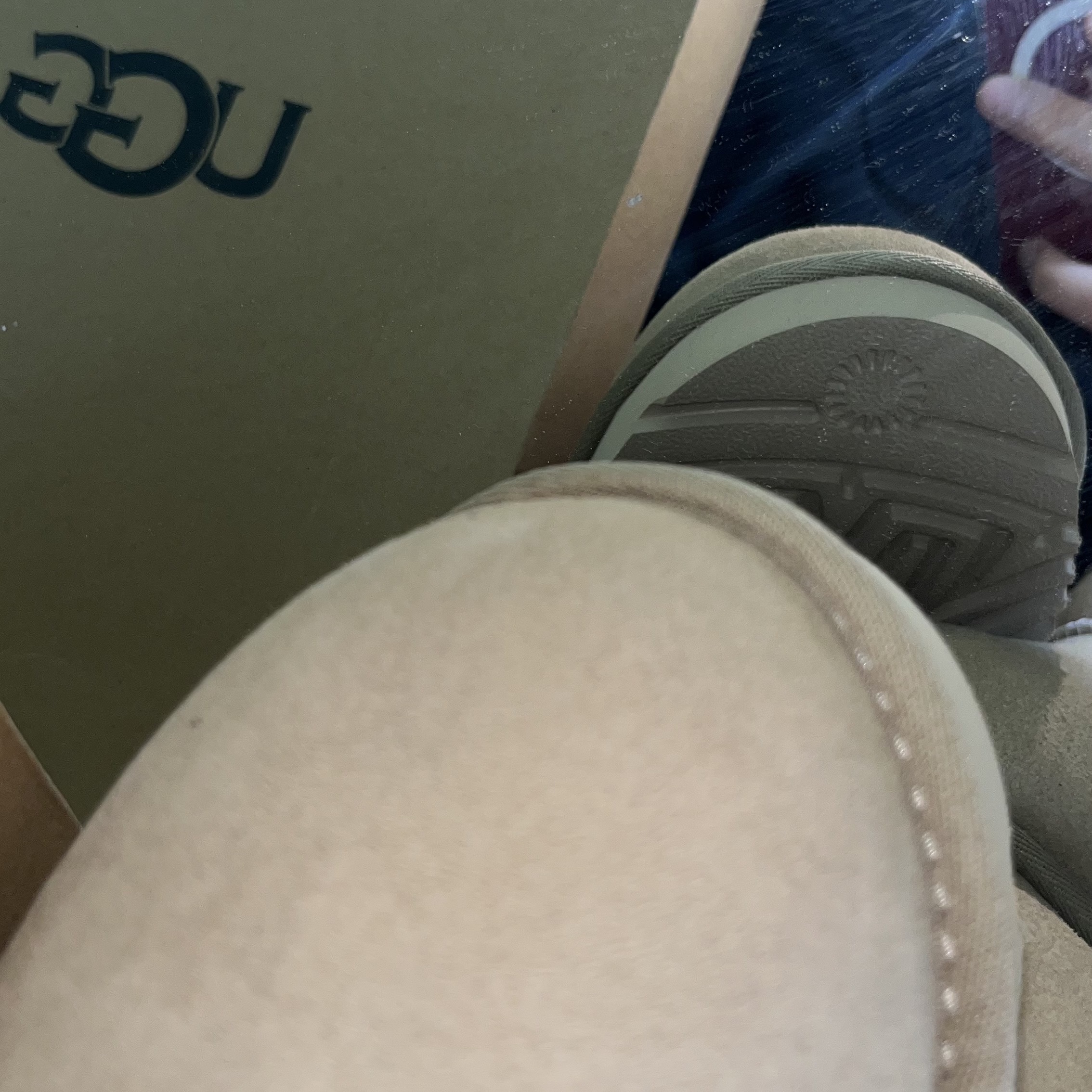 (W) UGG Classic Ultra Mini Boots Sand, Adidas Superstar Core Black White 착용 스타일 - 2