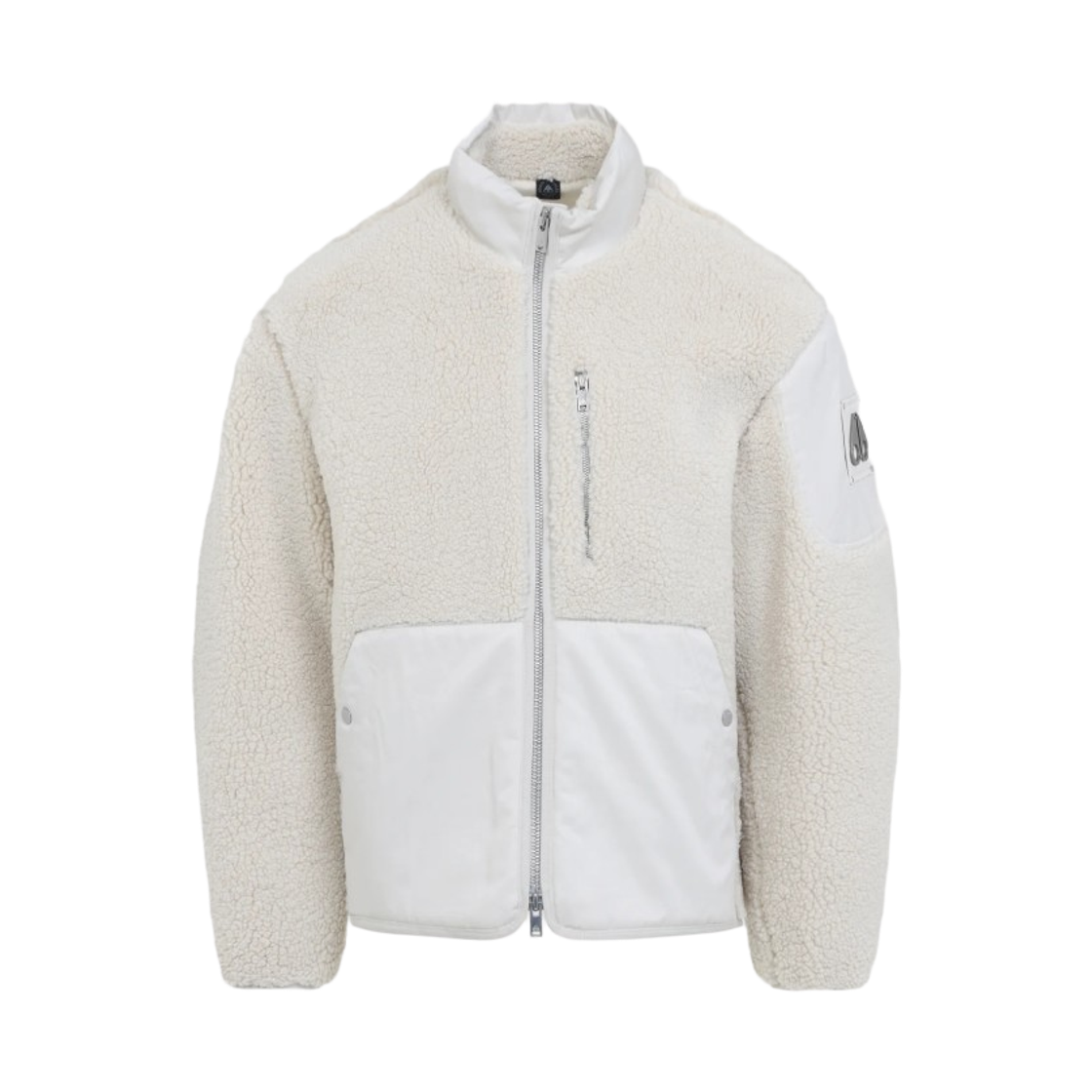 M35MS6011705 Moose Knuckles Relaxed Fit Recycled Poly Sherpa Fleece Jacket Beige