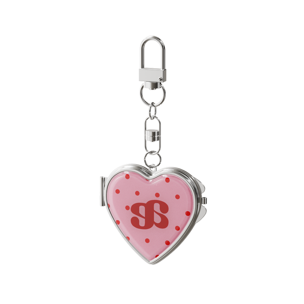 어프어프 도트 베리 하트 거울키링(earpearp Dot Berry Heart Mirror Key Chain)